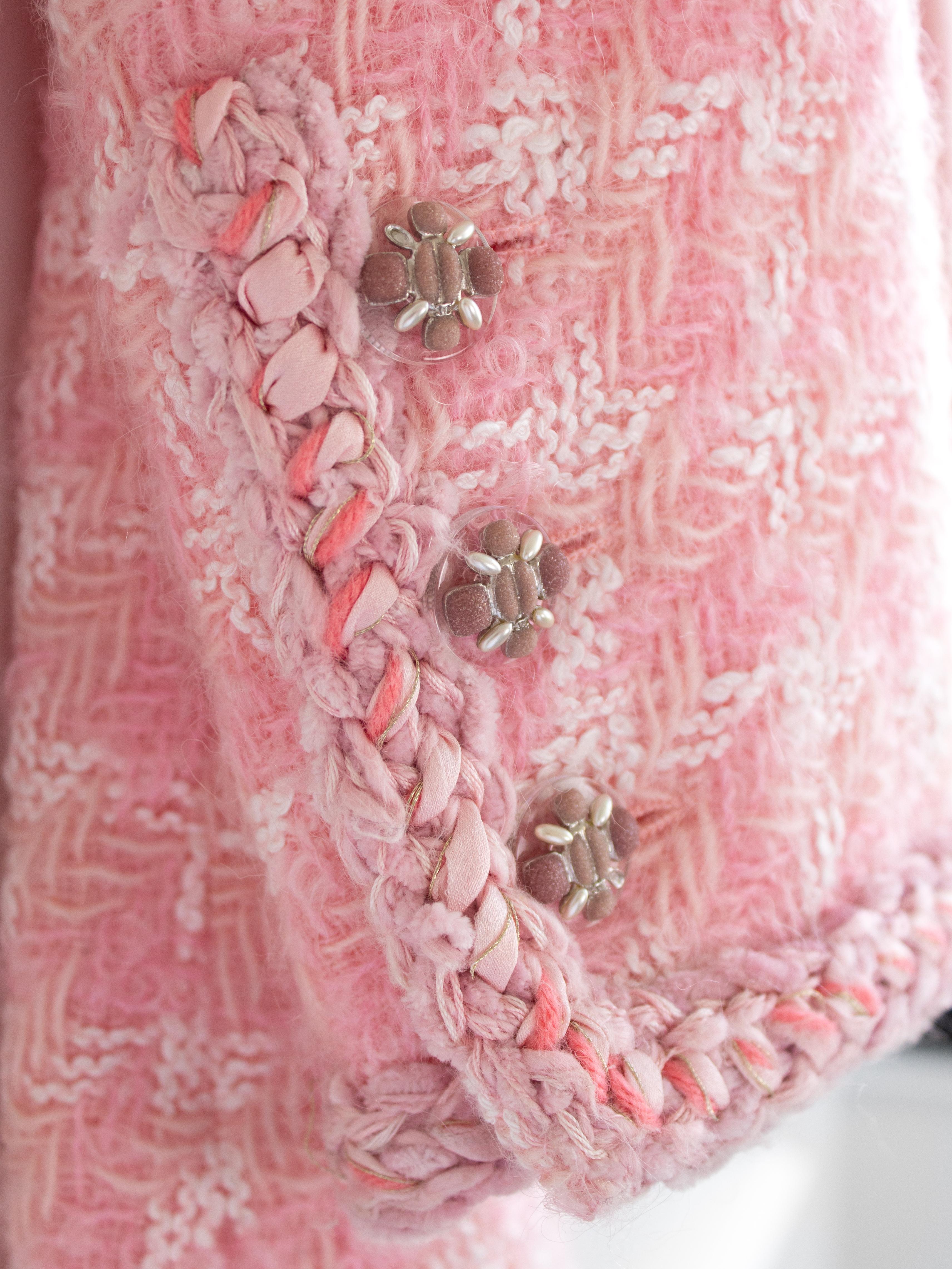 Chanel F/W 2014 Supermarket Barbie Pink White Plaid 14A Fantasy Tweed Jacket 1