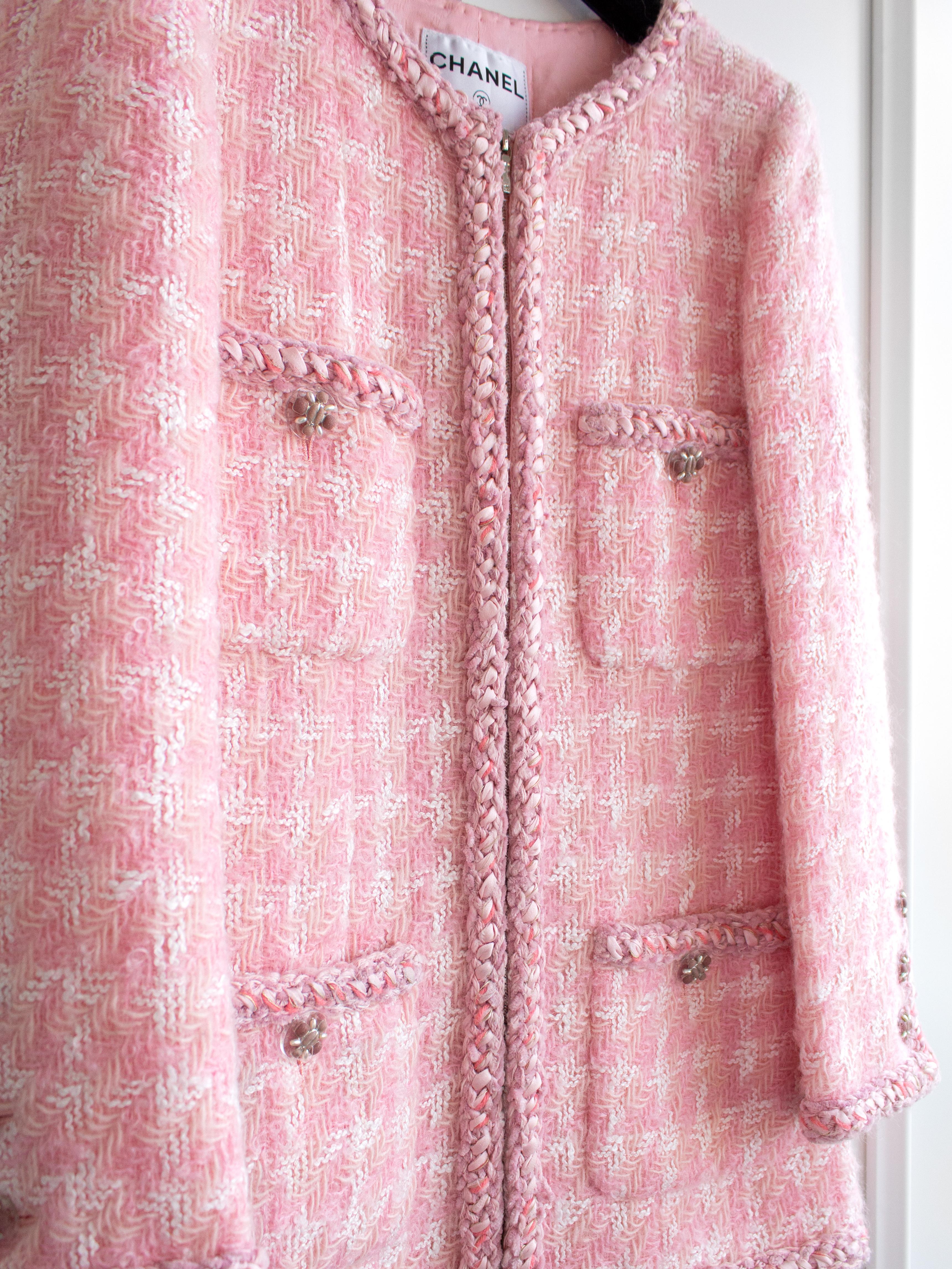 Chanel F/W 2014 Supermarket Barbie Pink White Plaid 14A Fantasy Tweed Jacket 2