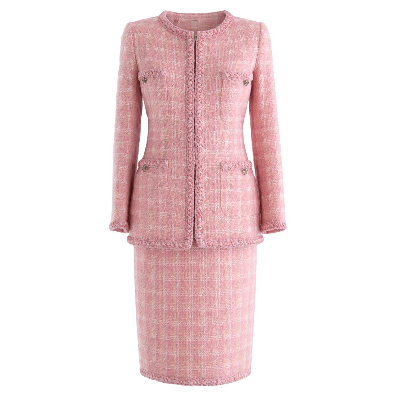 Chanel F/W 2014 Supermarket Pink Plaid 14A Fantasy Tweed Jacket