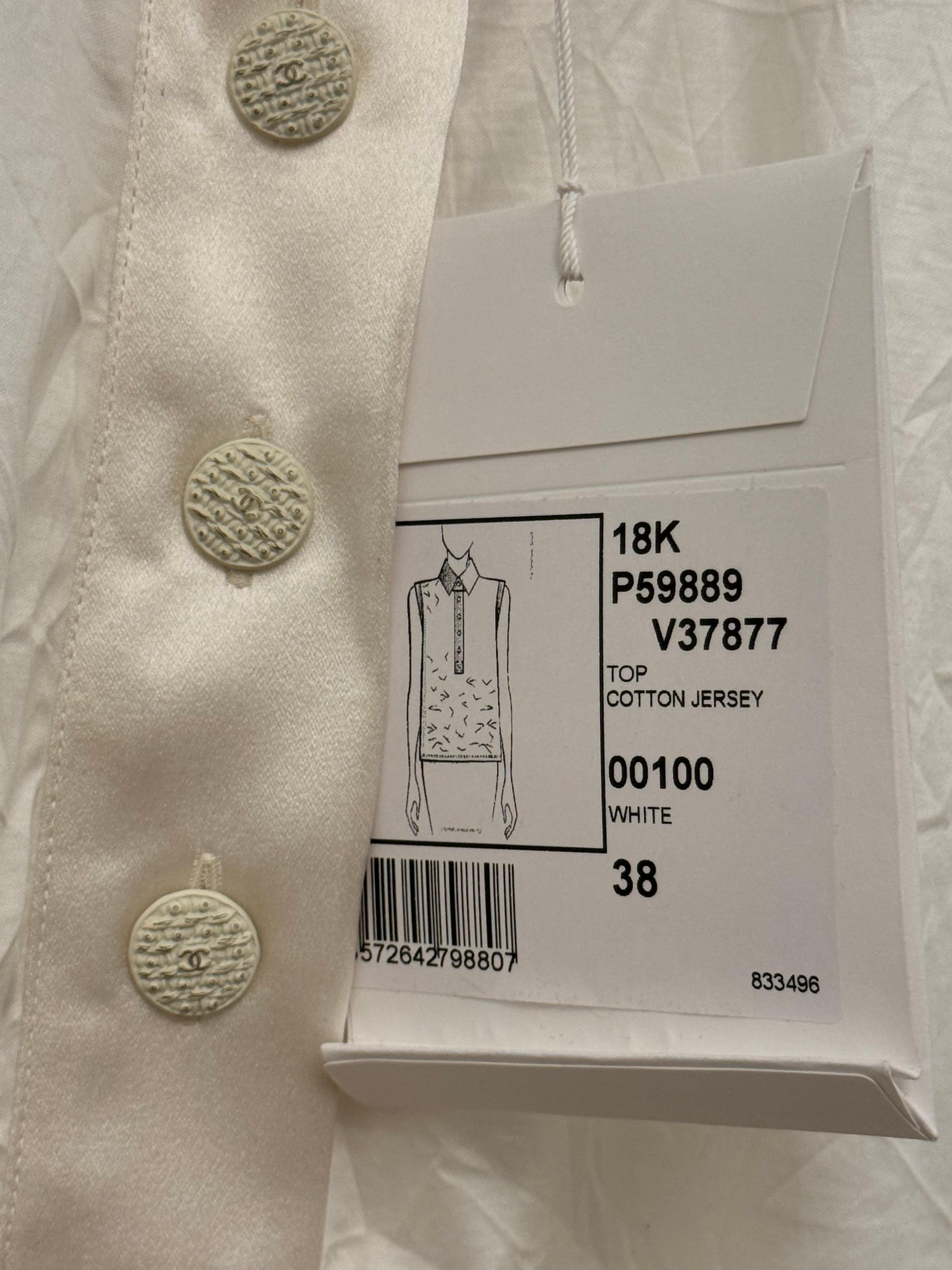Chanel F/W 2018 by Karl Lagerfeld top Karl cuello camisero en Nuevo estado para la venta en PARIS, FR