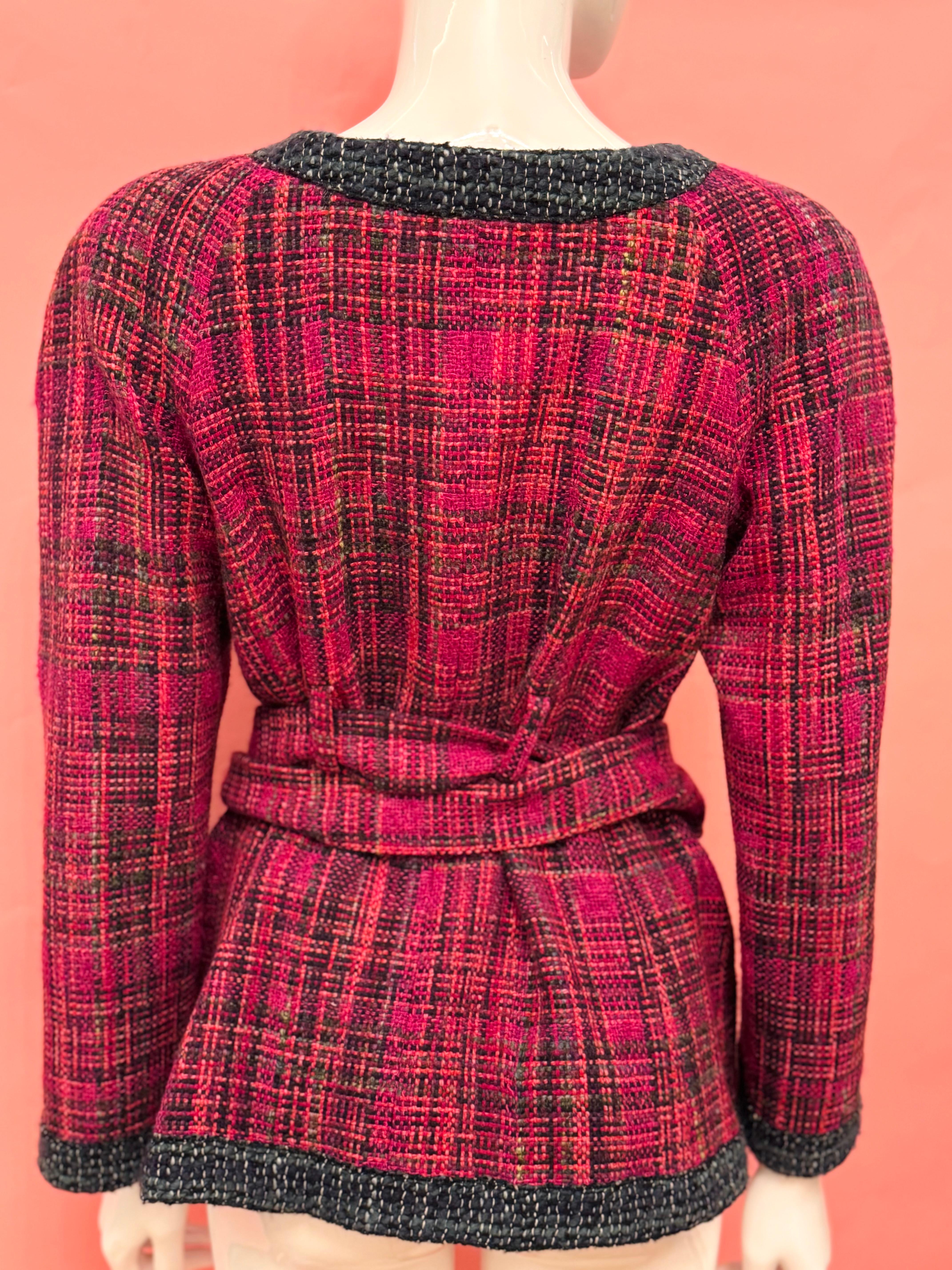 Chanel F/W 2018 pasarela fantasía tweed chaqueta con cinturón en venta 4