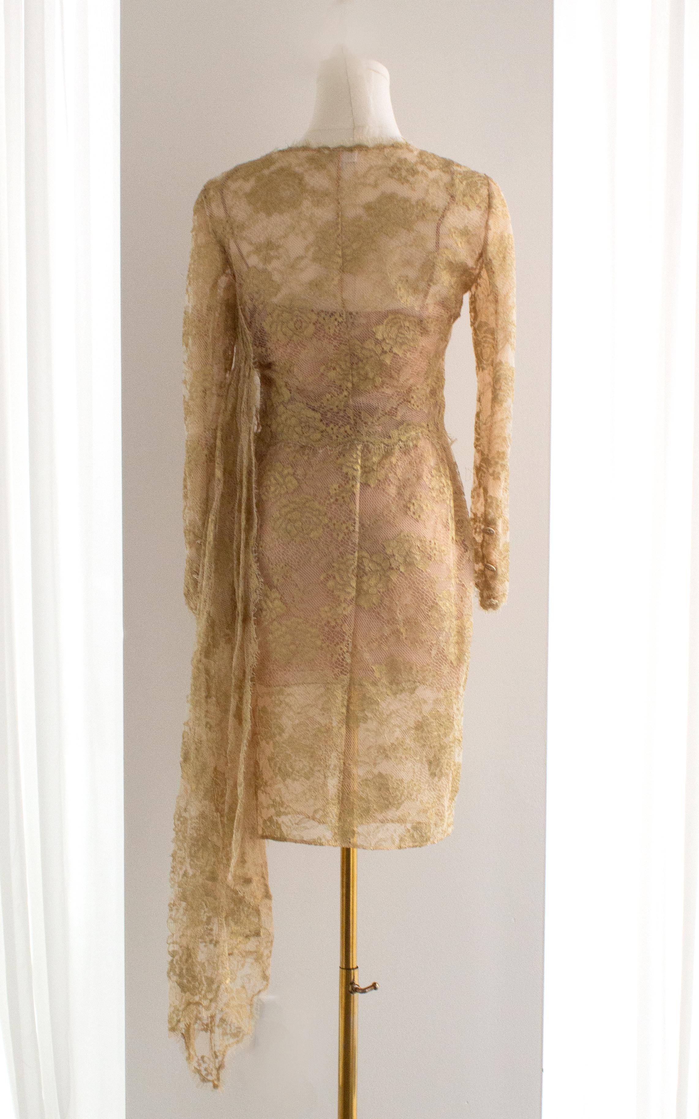 Chanel F/W 2020 Metiers D'Art Shimmery Gold Beige Lace Top Skirt 20A Suit 8