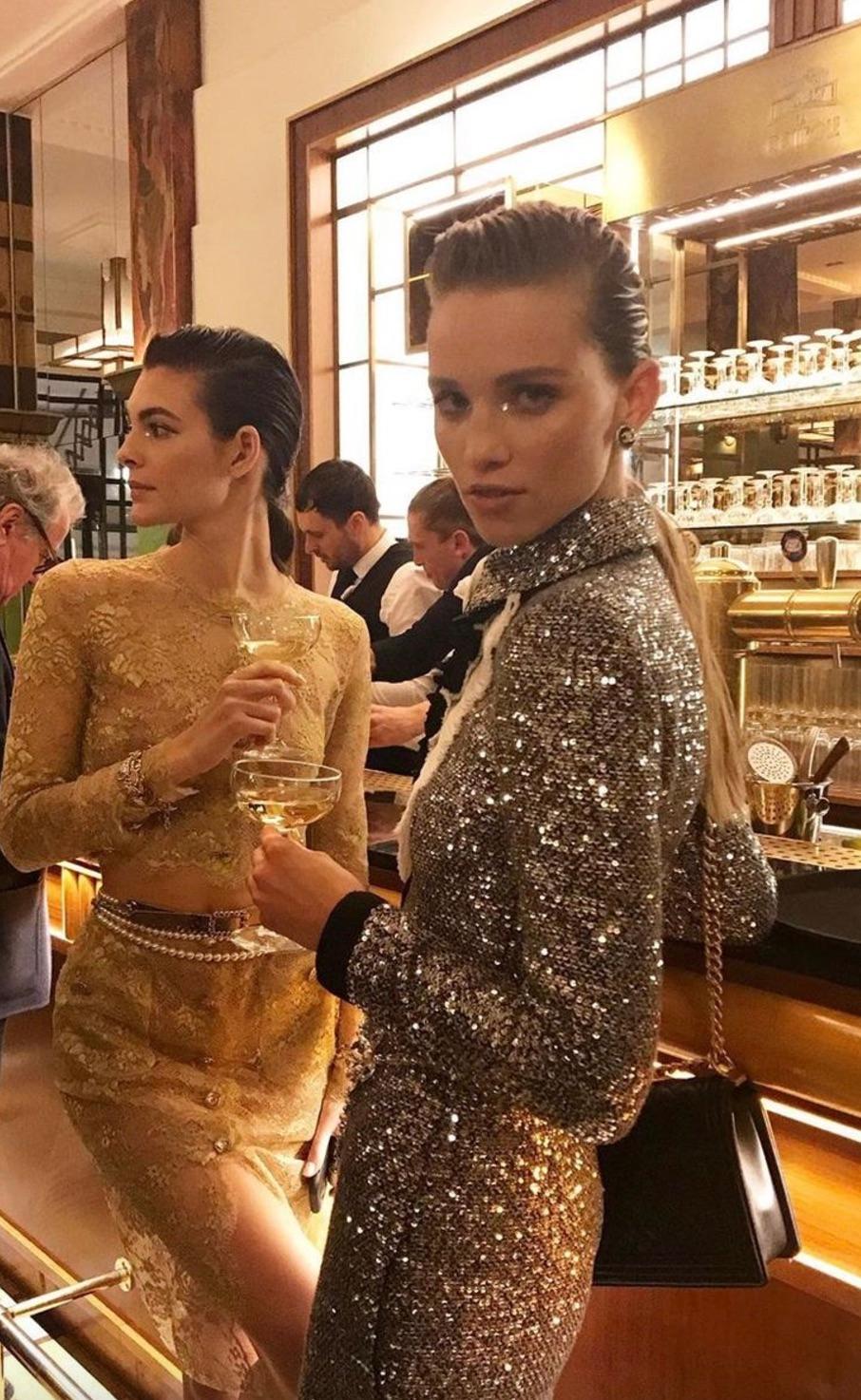 Chanel F/W 2020 Metiers D'Art Shimmery Gold Beige Lace Top Skirt 20A Suit 1
