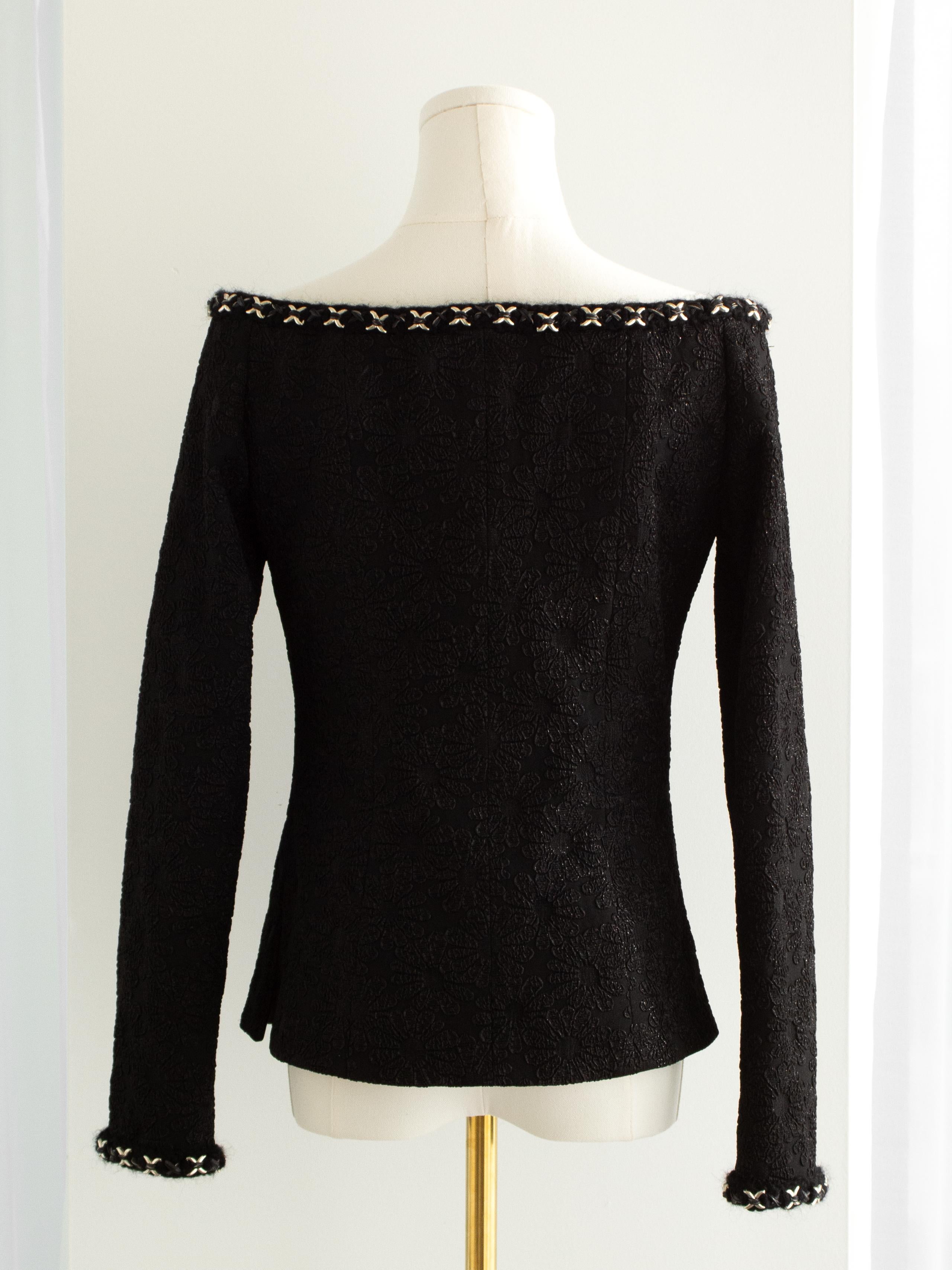 Donna Chanel A/I 2021 Metiers D'Art Chateau Des Dames - Giacca nera senza spalle