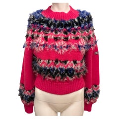 Chanel F/W 2021 runway hot pink cashmere sweater