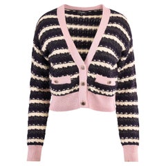 Chanel F/W 2022 Pink Striped Cropped Cardigan