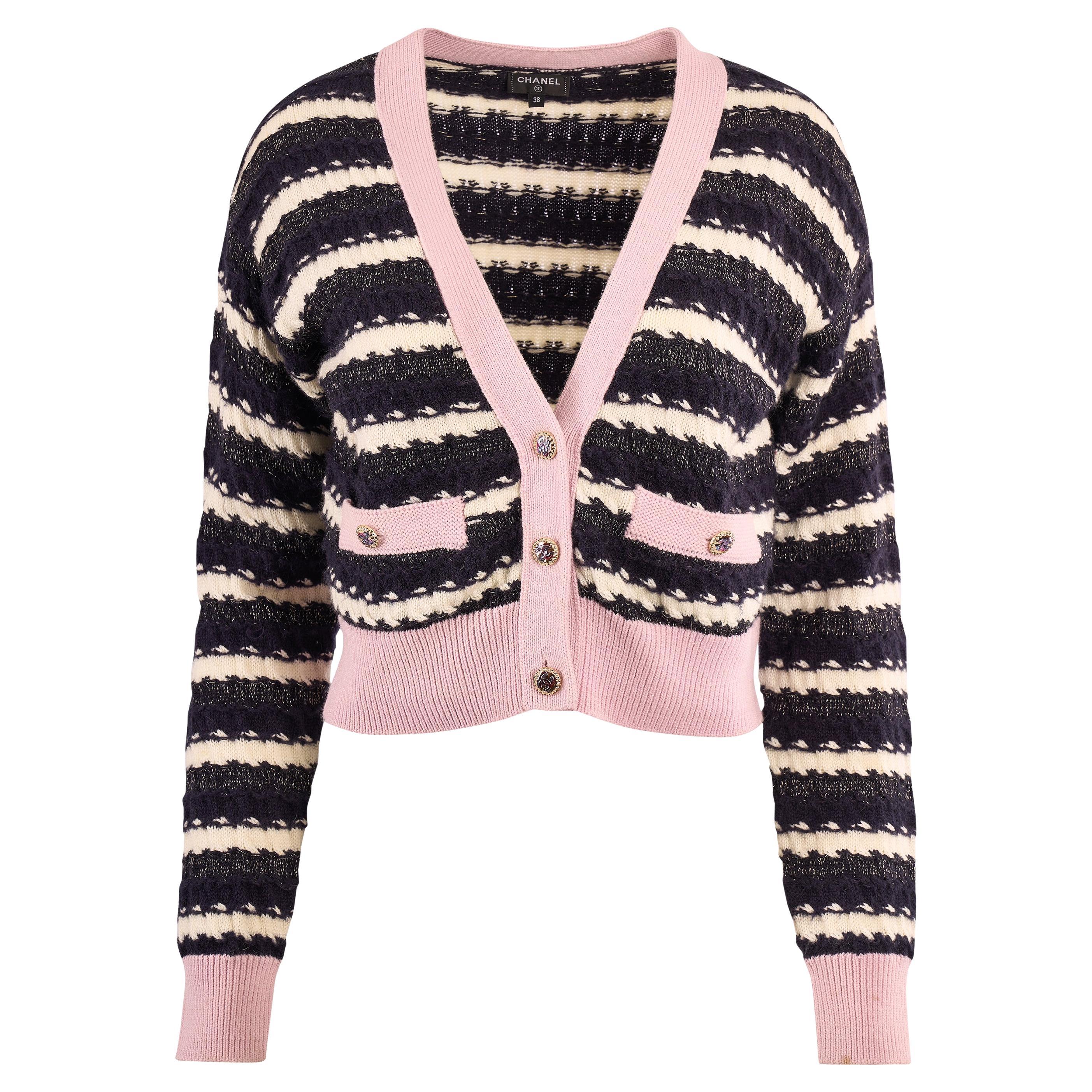 Chanel A/I 2022 - Cardigan a righe rosa in vendita