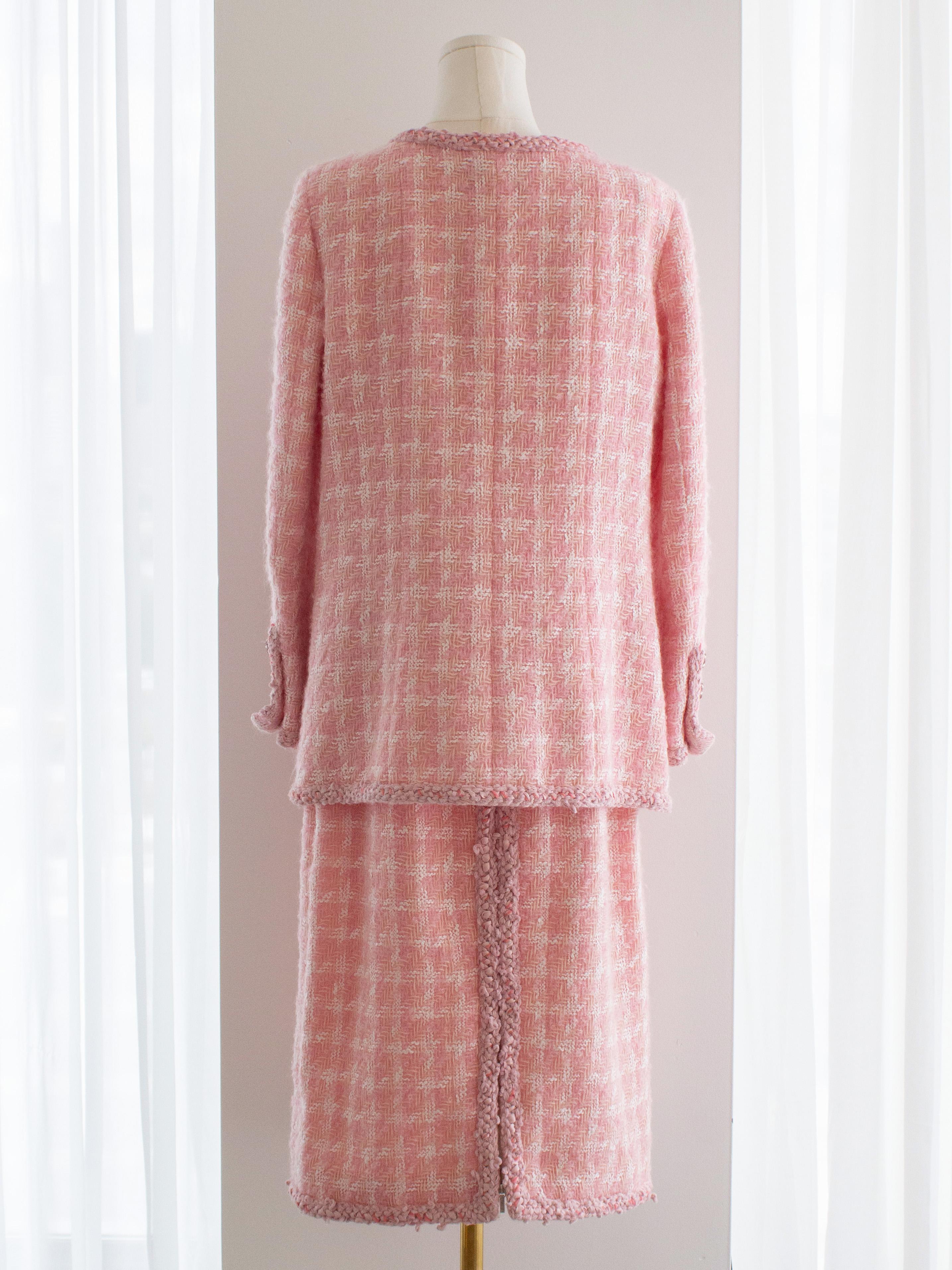 Chanel F/W2014 Supermarket Barbie Pink White Plaid 14A Fantasy Tweed Jacket Suit 5