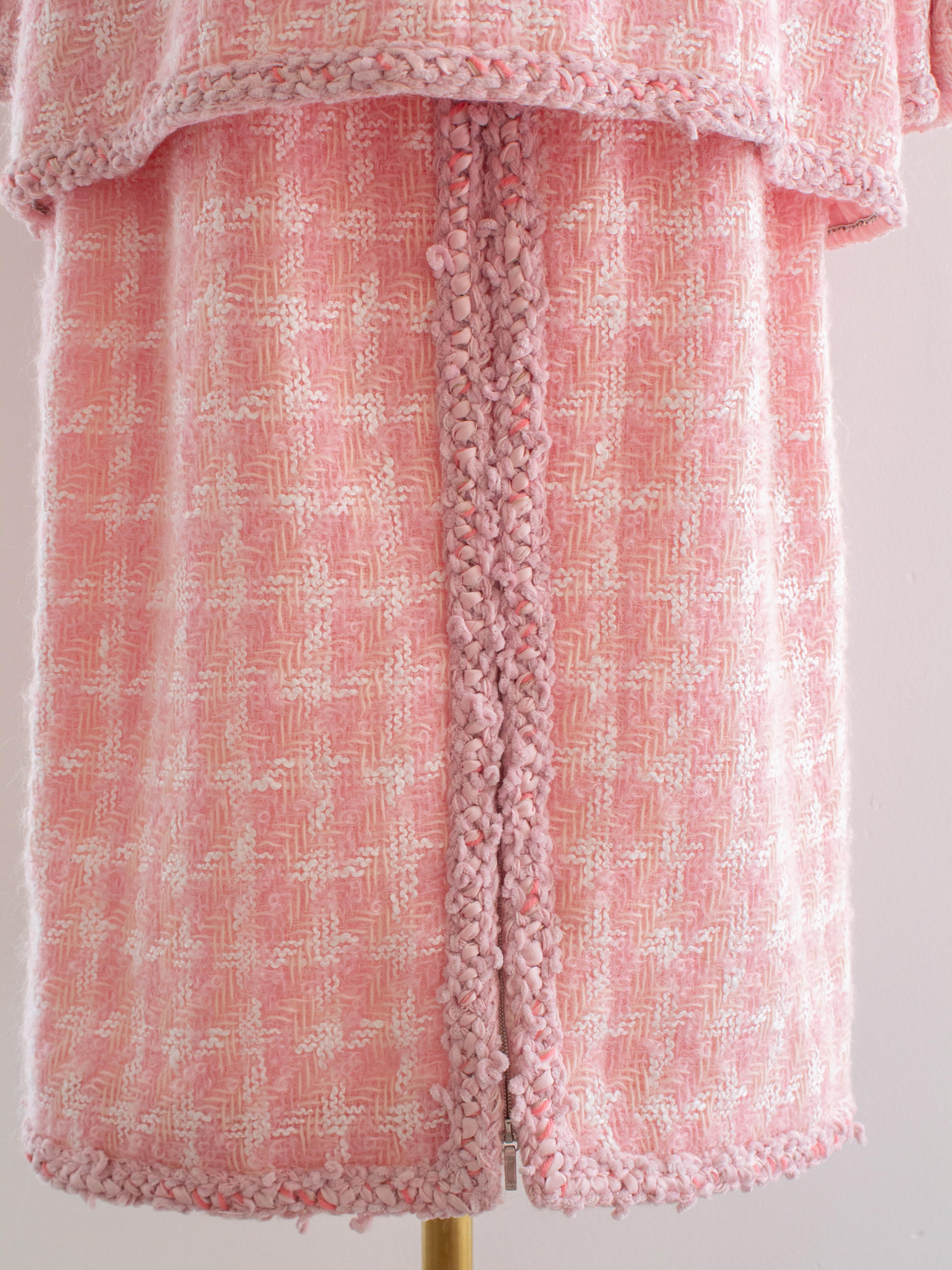 Chanel F/W2014 Supermarket Barbie Pink White Plaid 14A Fantasy Tweed Jacket Suit 6