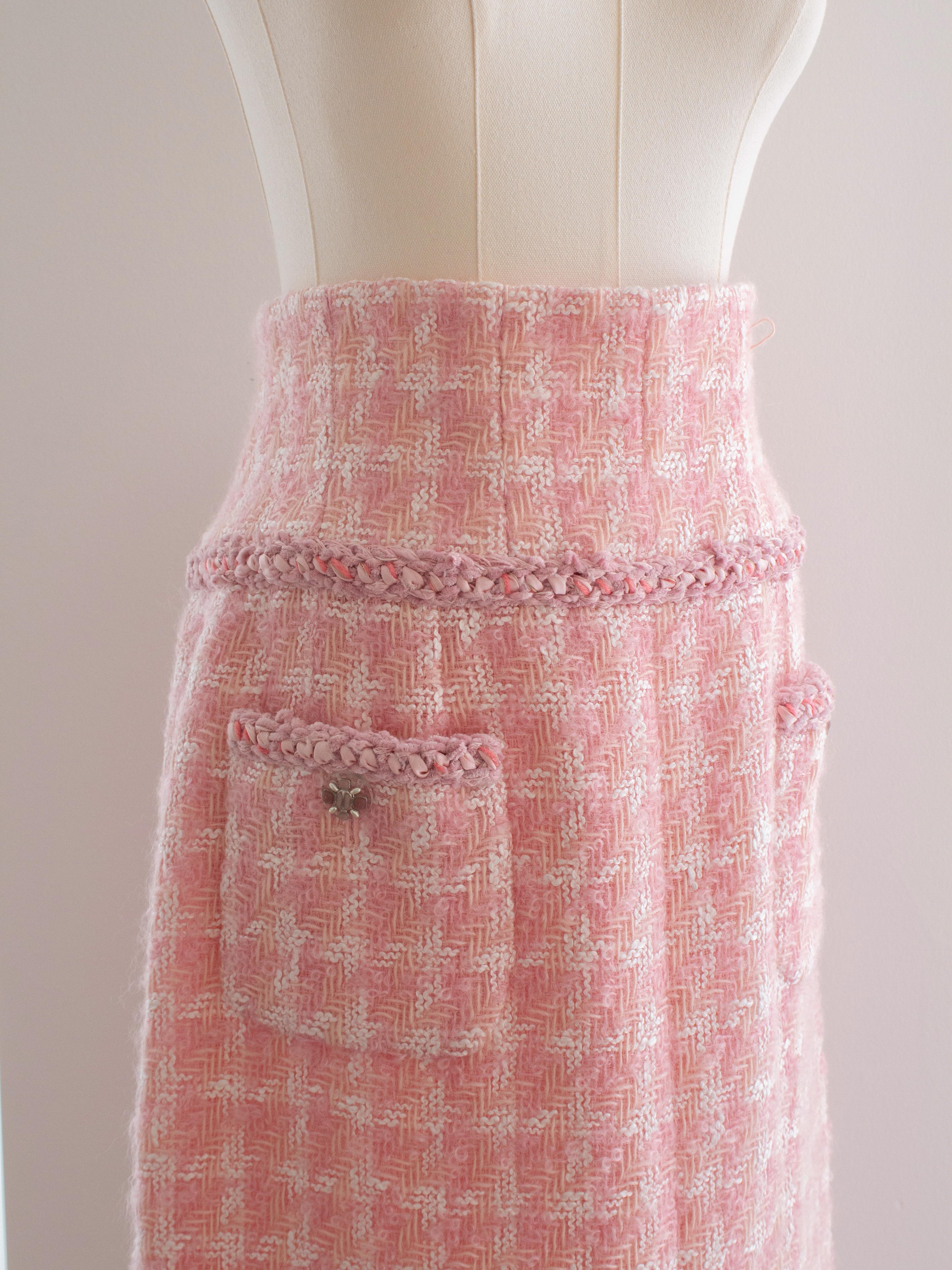 Chanel F/W2014 Supermarket Barbie Pink White Plaid 14A Fantasy Tweed Jacket Suit 8