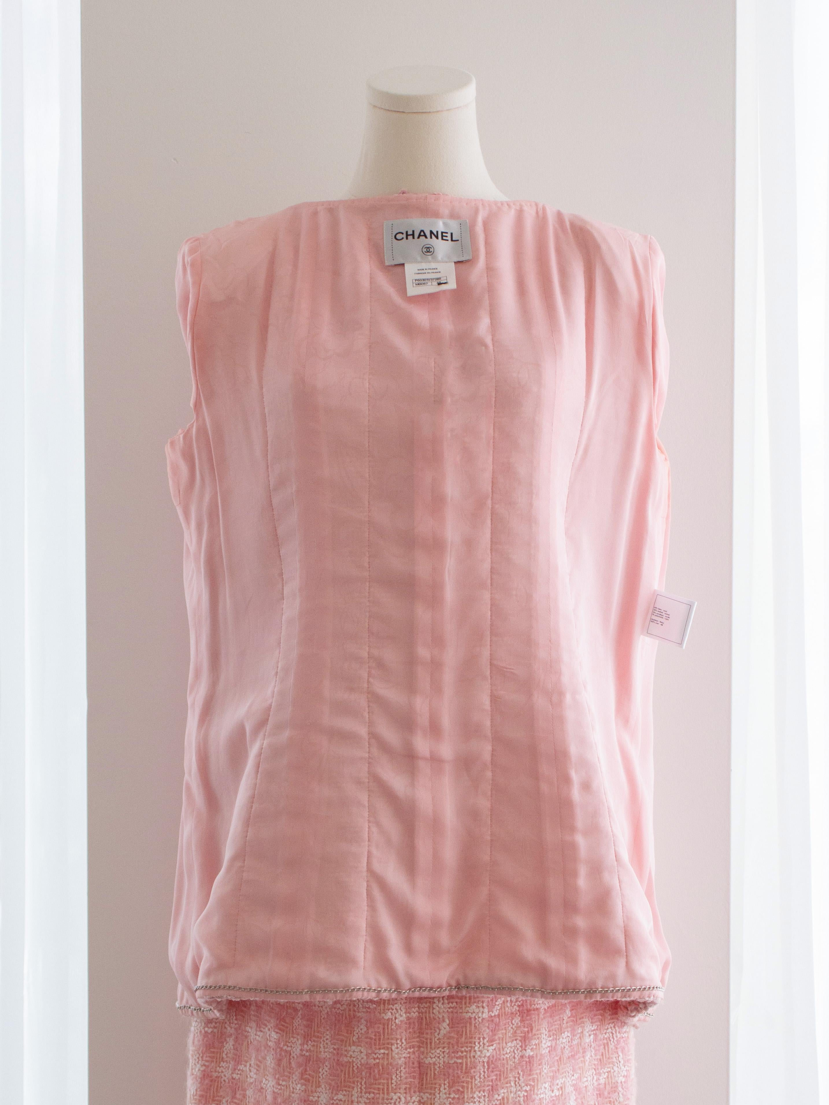 Chanel F/W2014 Supermarket Barbie Pink White Plaid 14A Fantasy Tweed Jacket Suit 9