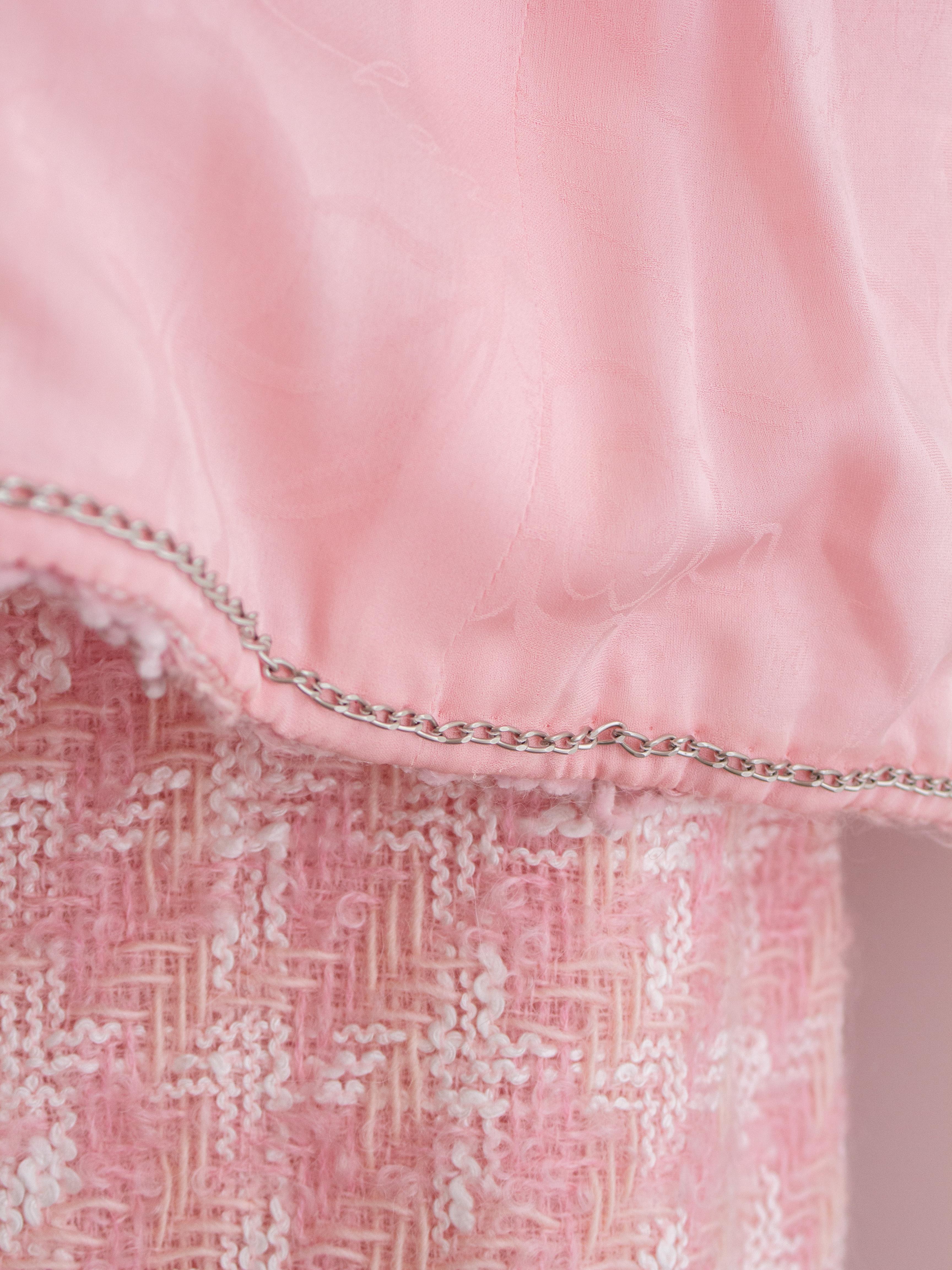 Chanel F/W2014 Supermarket Barbie Pink White Plaid 14A Fantasy Tweed Jacket Suit 10