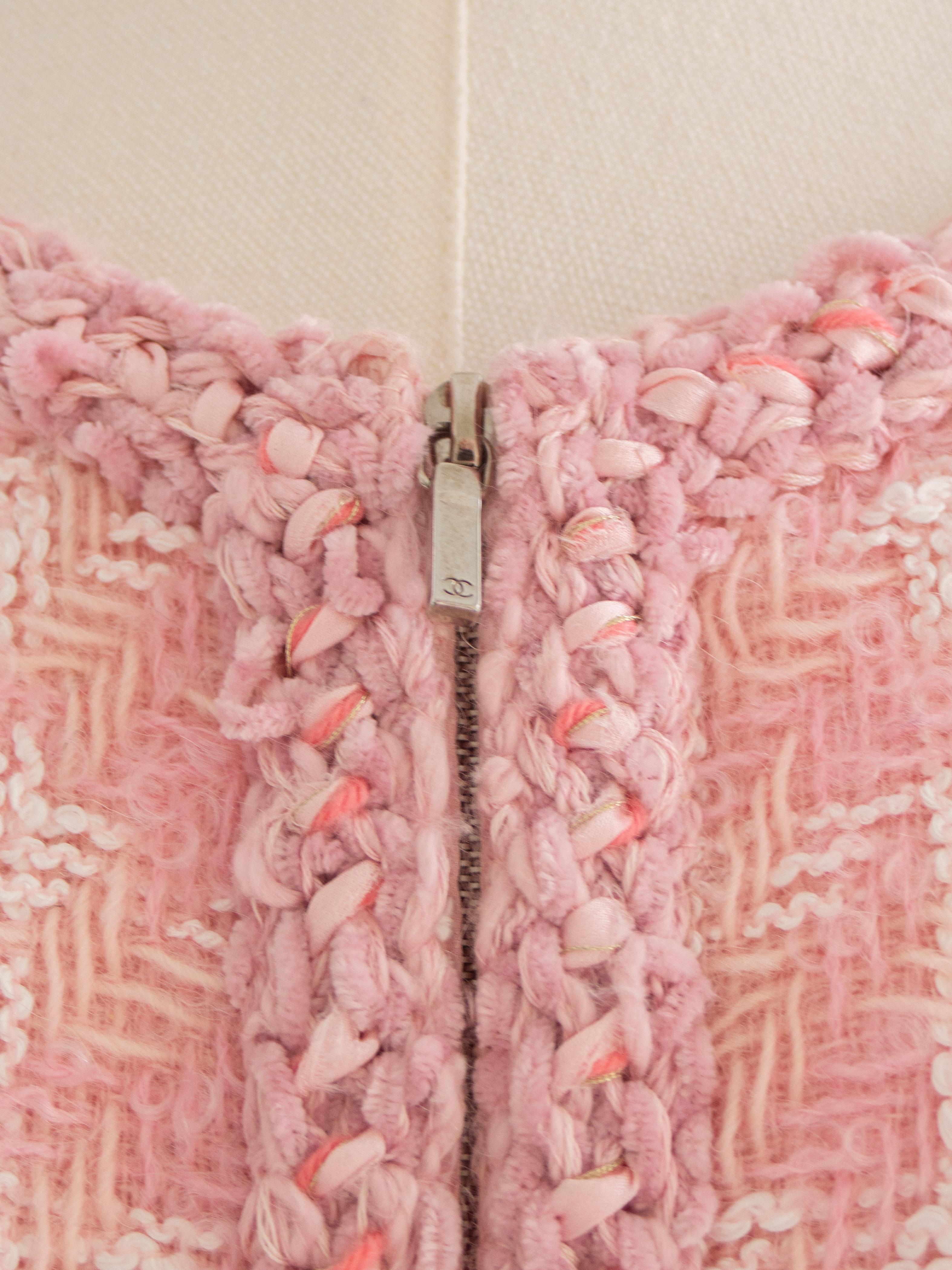Chanel F/W2014 Supermarket Barbie Pink White Plaid 14A Fantasy Tweed Jacket Suit 1