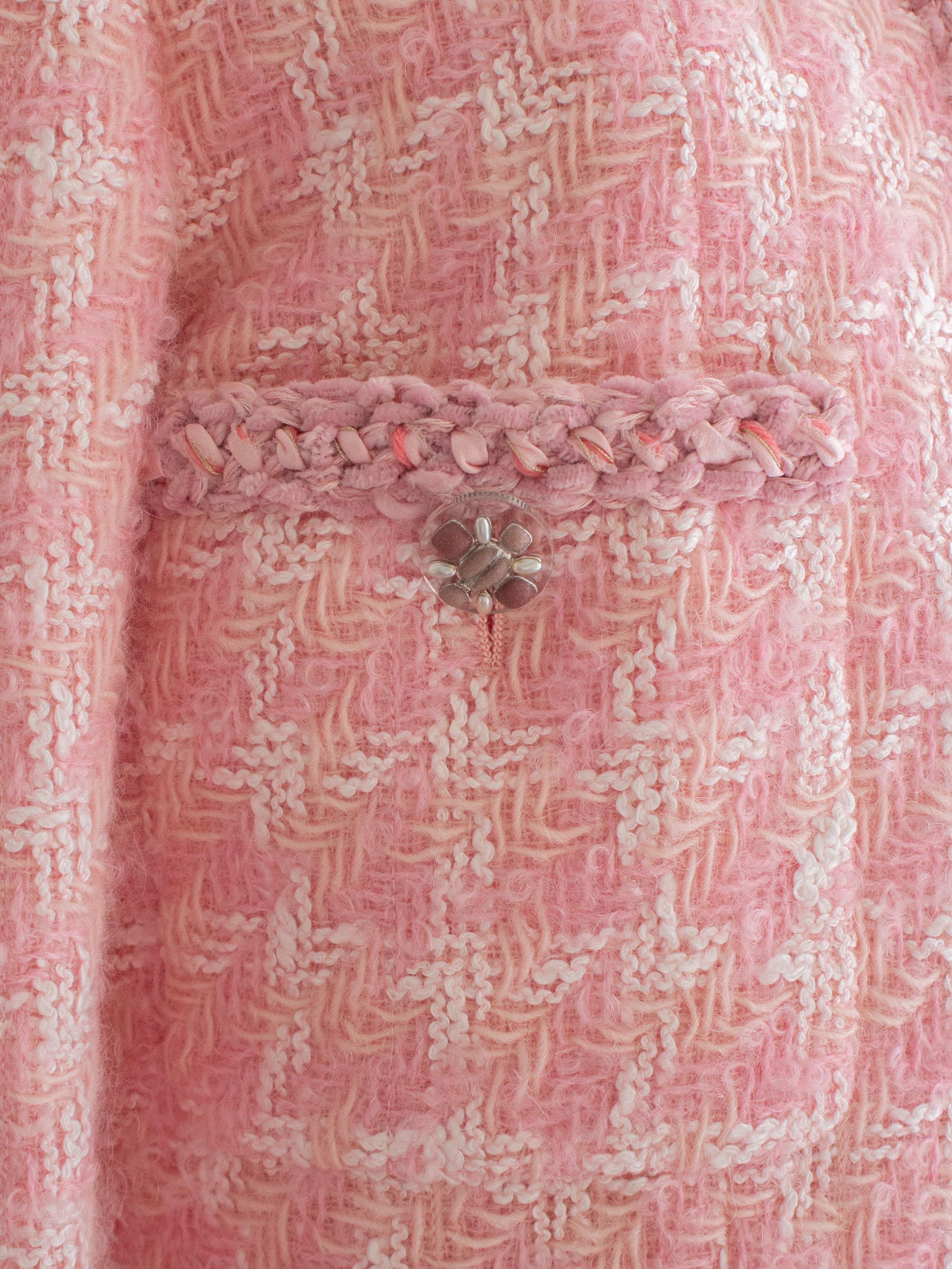Chanel F/W2014 Supermarket Barbie Pink White Plaid 14A Fantasy Tweed Jacket Suit 2