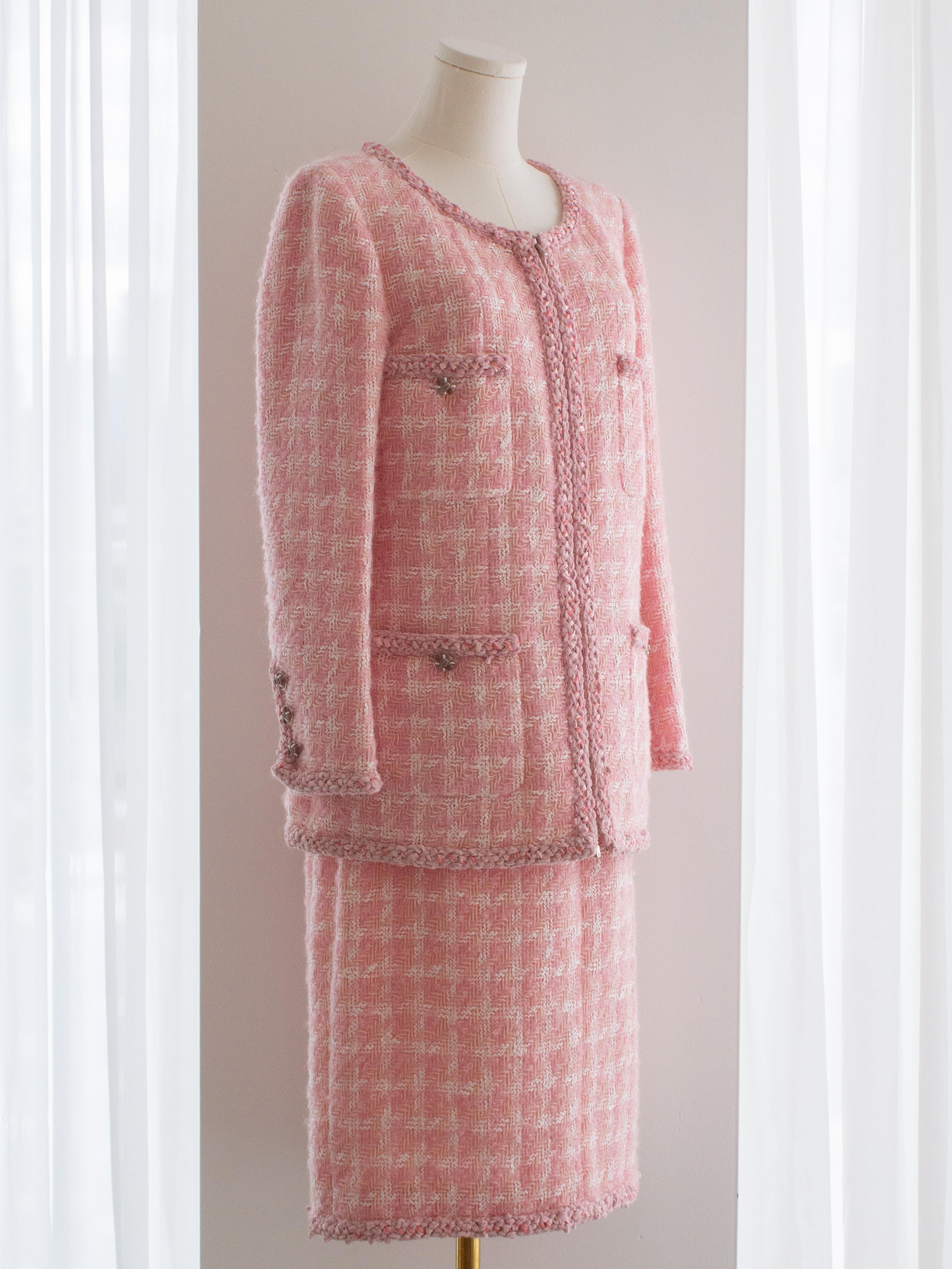 Chanel F/W2014 Supermarket Barbie Pink White Plaid 14A Fantasy Tweed Jacket Suit 3