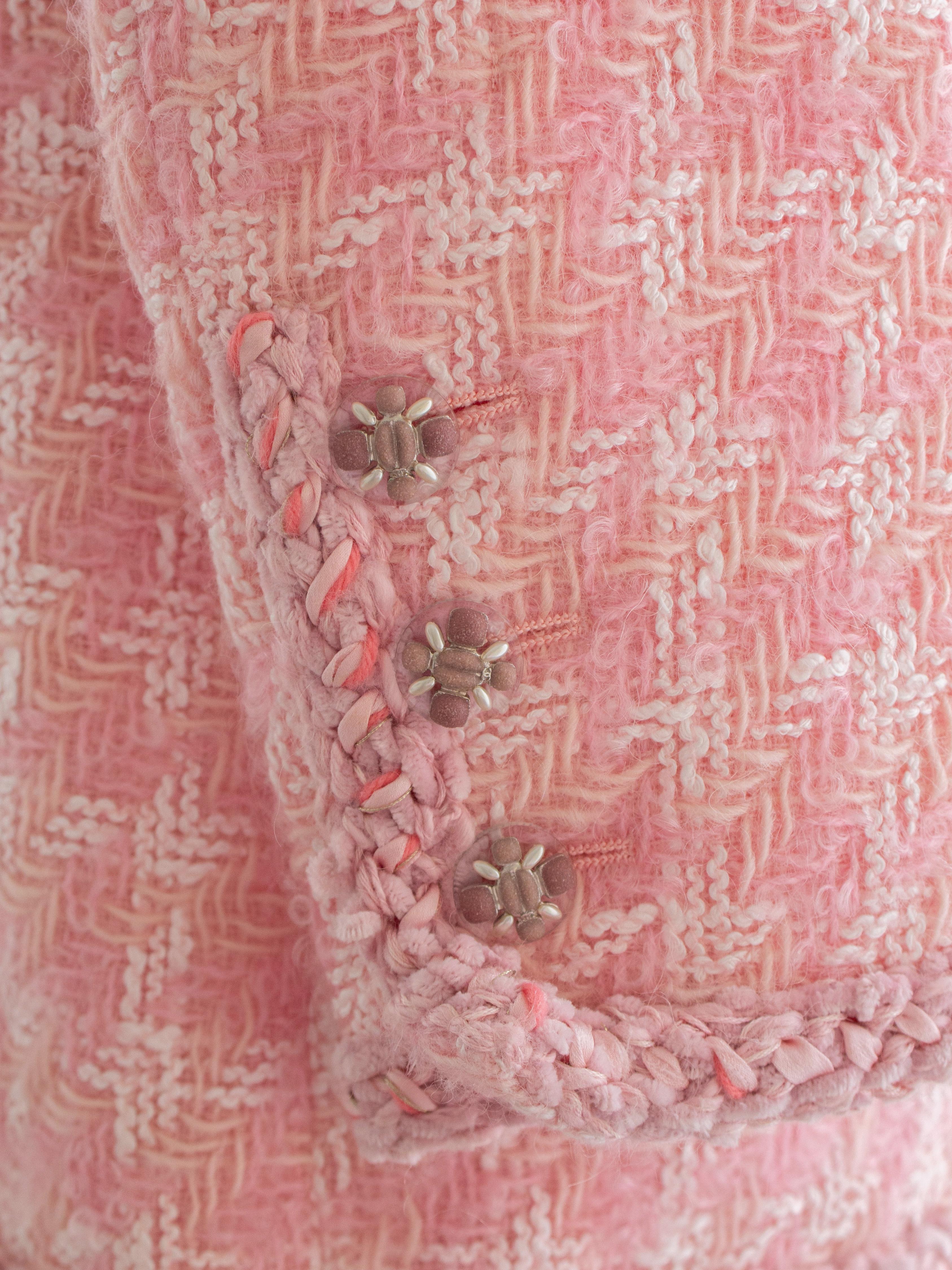 Chanel F/W2014 Supermarket Barbie Pink White Plaid 14A Fantasy Tweed Jacket Suit 4