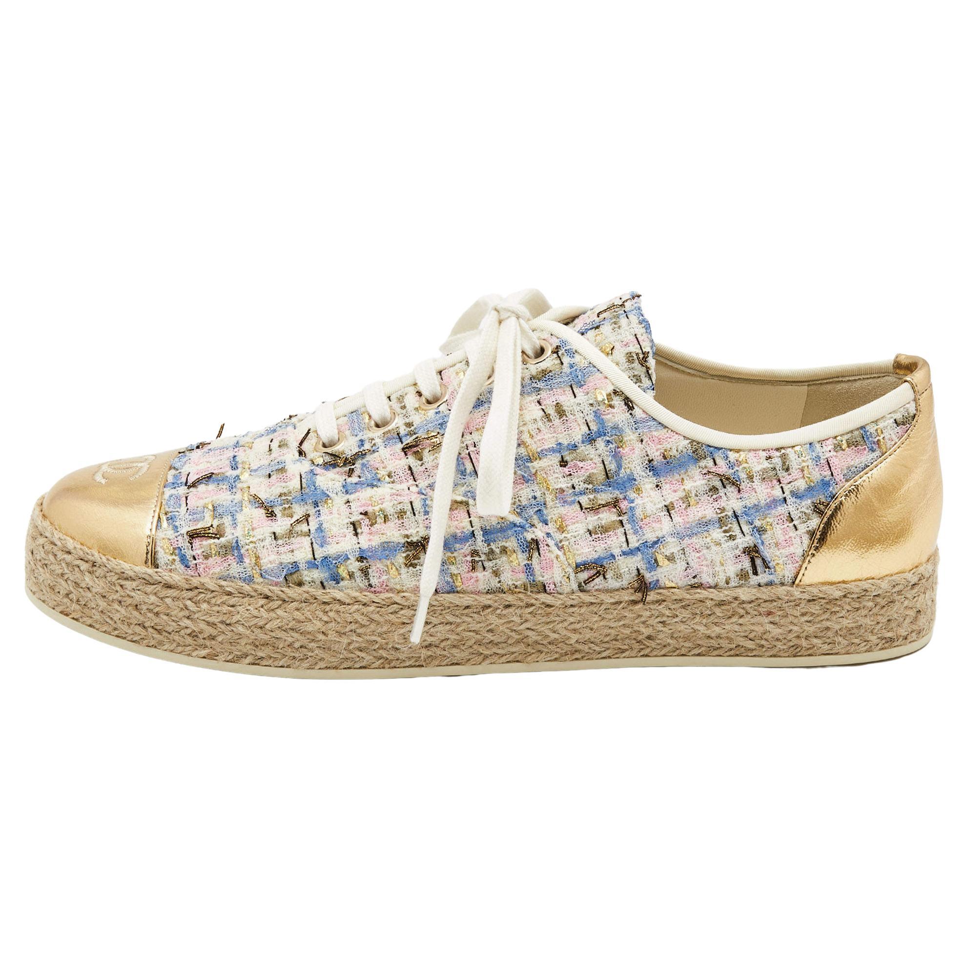 Chanel Multicolor Tweed, Suede and Metallic Leather Lace Up