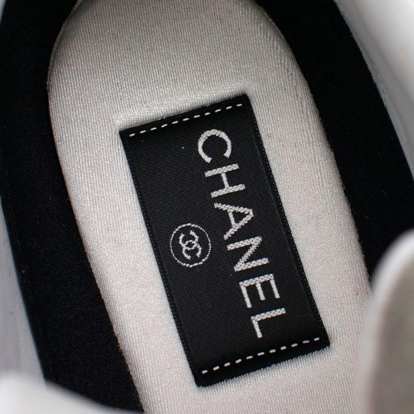 Beige Chanel Fabric and Suede CalfSkin Sneakers with Neon Pink Trim 39.5