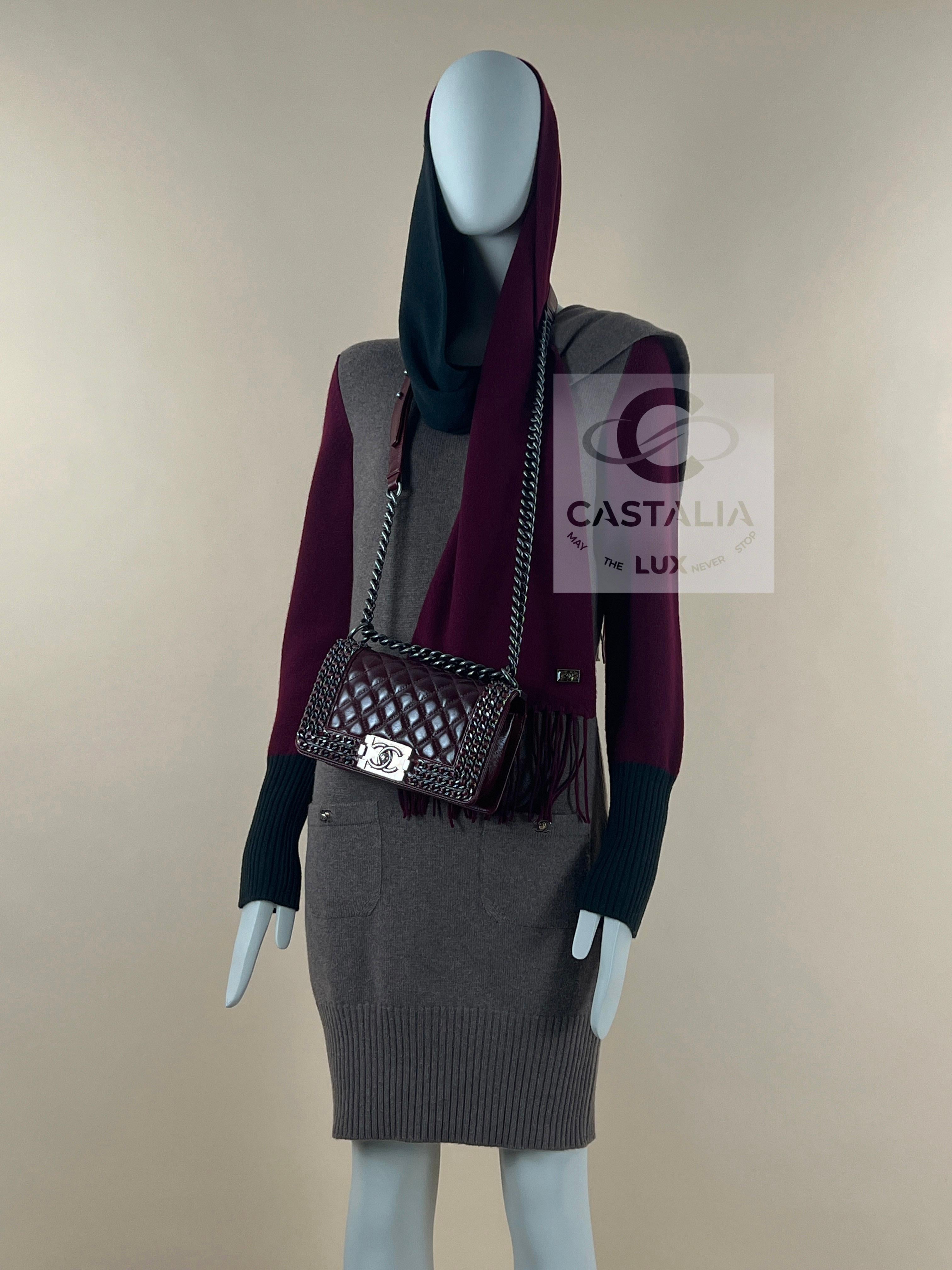 Chanel Fabulous CC Turnlock Cashmere Dress and Scarf Set 36 FR For Sale 4