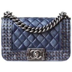 Chanel Faded Leather and Studded Small Boy Flap Bag 