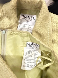 Chanel Fall 1991 Collection 28 Size 42 Lime Green Belted Vintage 90s Skirt Suit