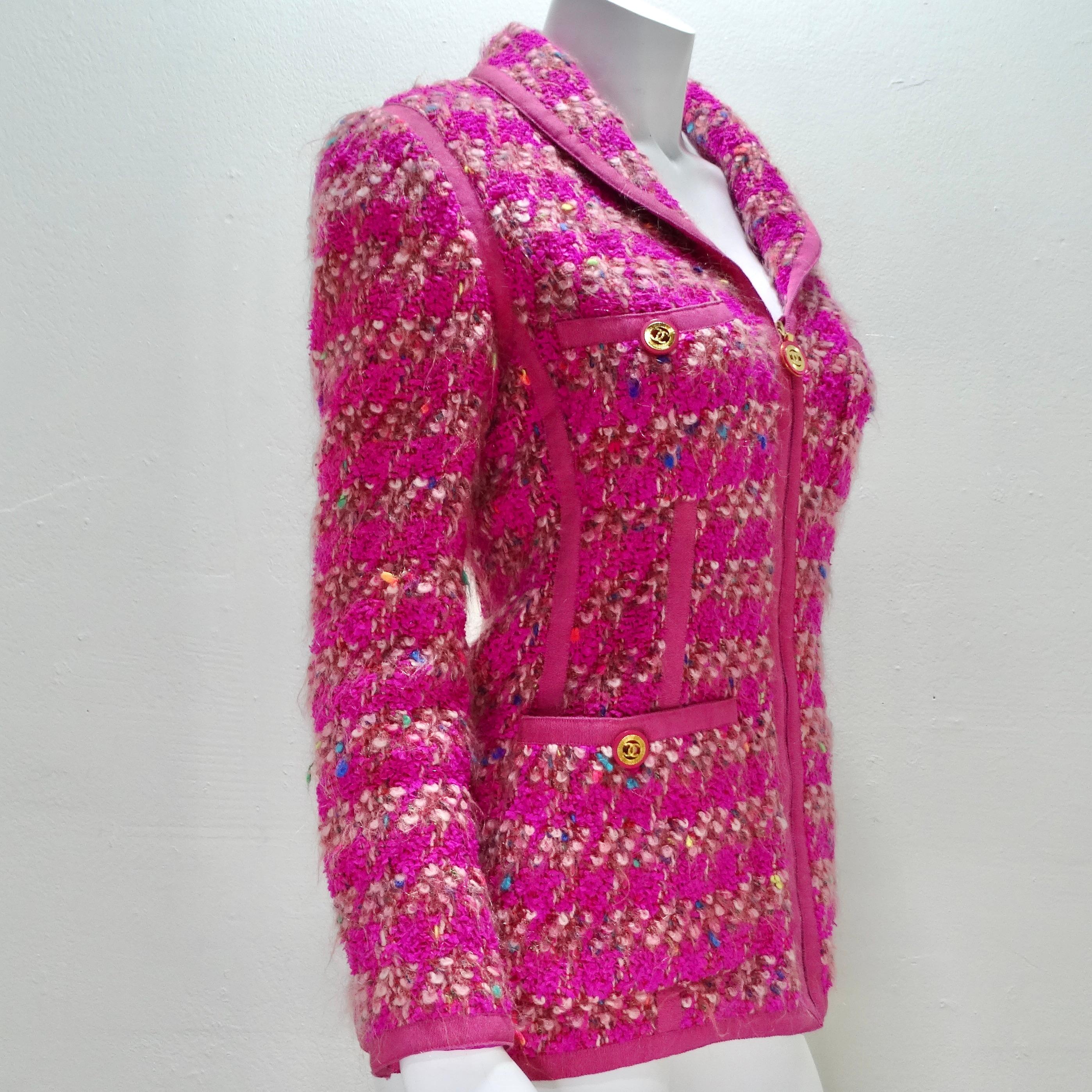 Chanel Fall 1991 Hot Pink Tweed Jacket 2