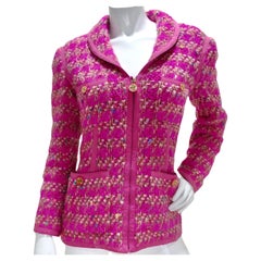 Chanel Automne 1991 Veste en tweed rose vif