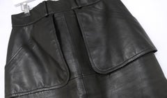 Chanel Fall 1992 Black Leather CC Button Skirt