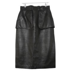 Chanel Autunno 1992 Gonna con bottoni in pelle nera CC