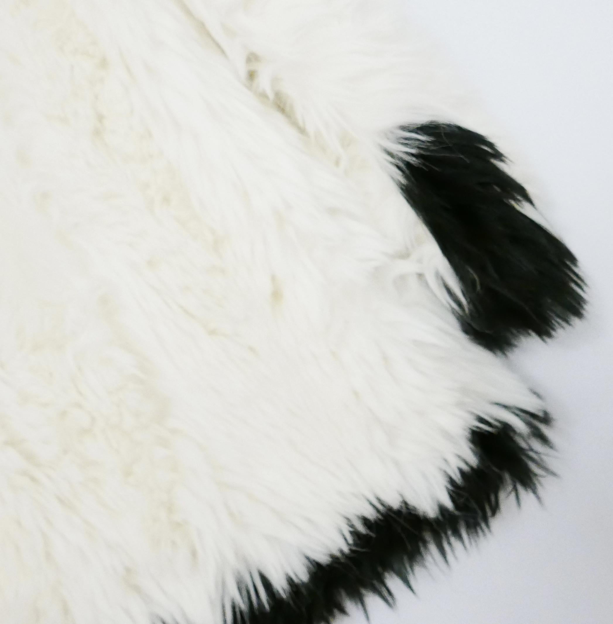 Chanel Fall 1994 Black & White Faux Fur Coat For Sale 1
