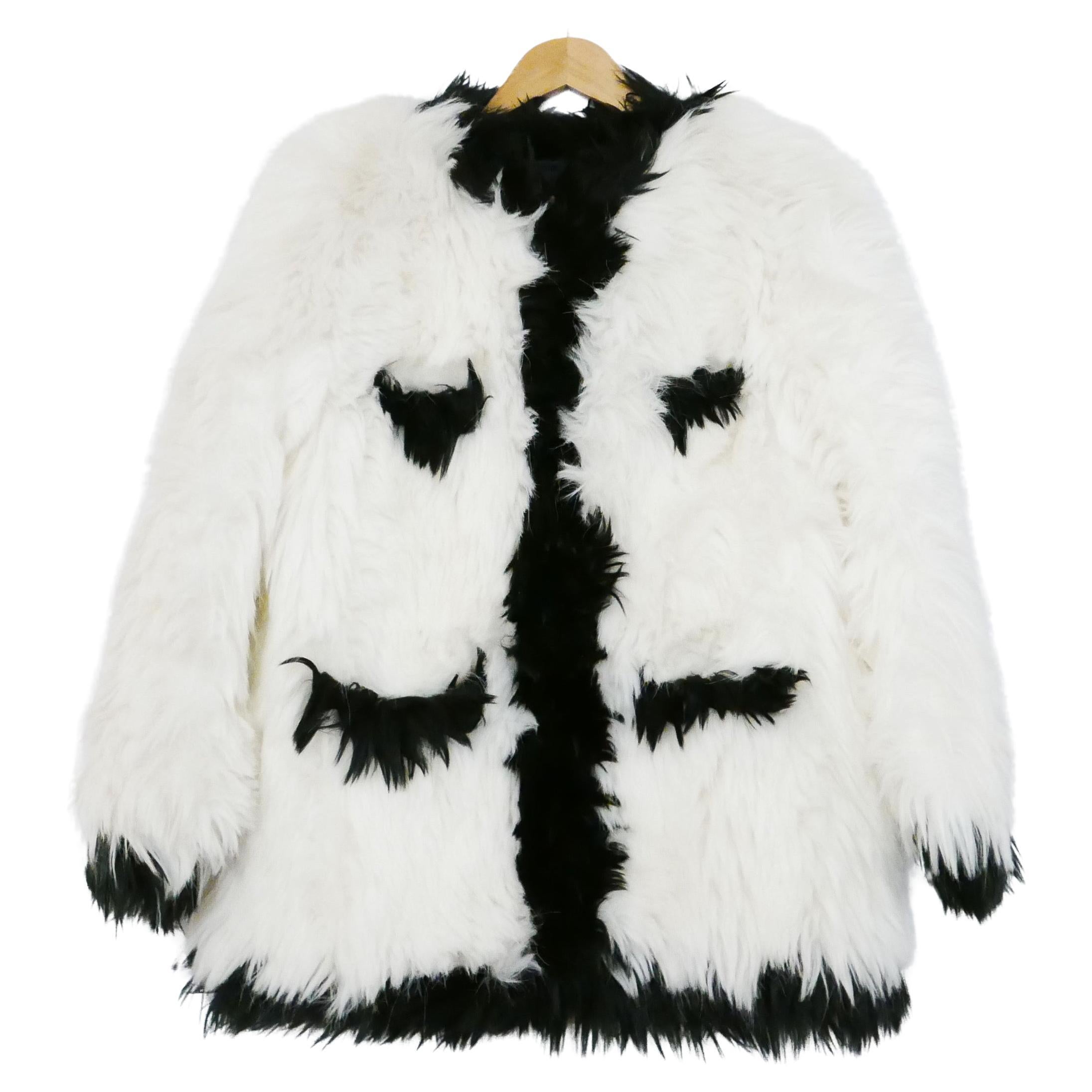 Chanel Fall 1994 Black & White Faux Fur Coat For Sale
