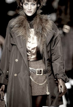 Chanel Fall 1994 Gold Leather CC Button Waistcoat Vest Jacket