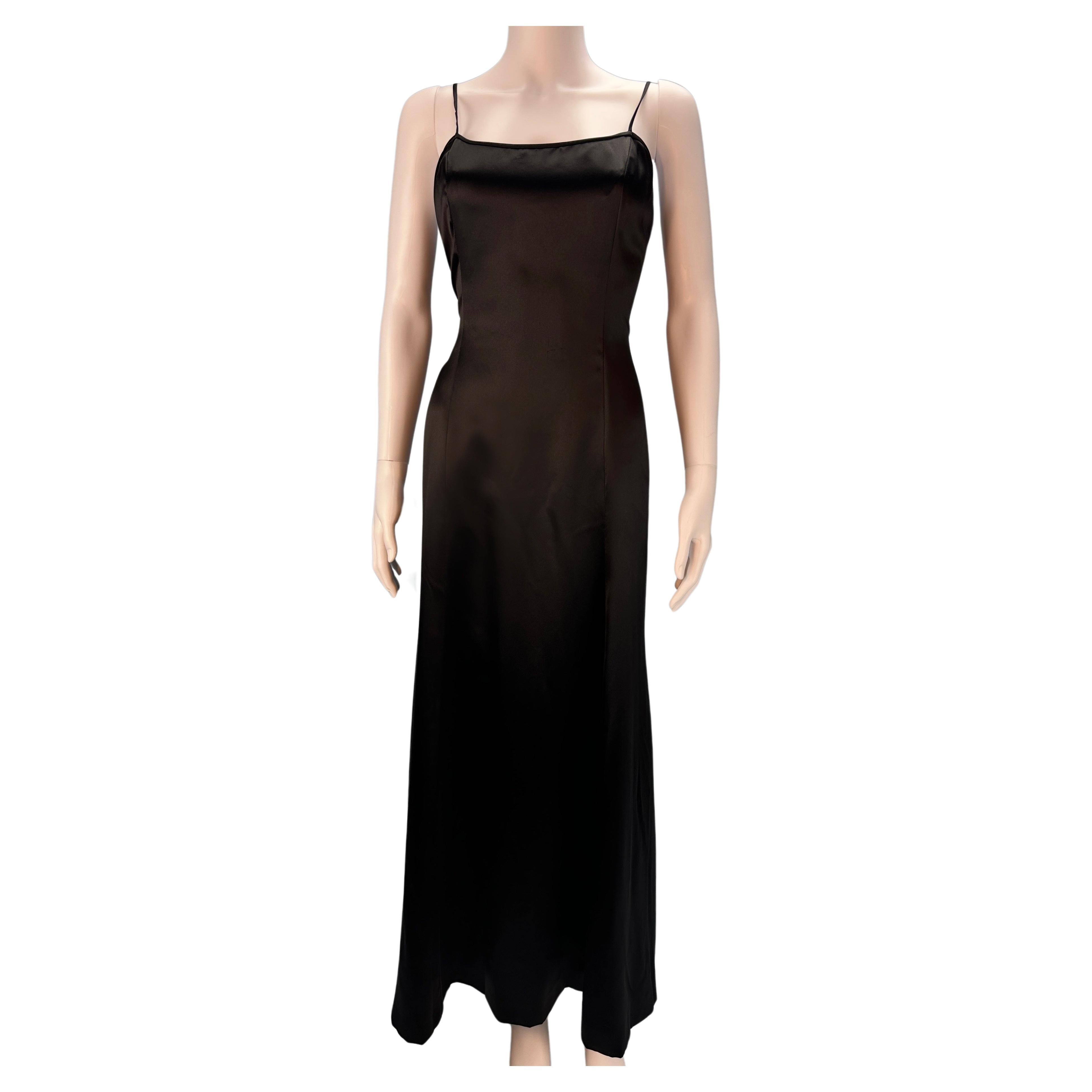 Chanel Fall 1995 Black Silk Satin Gown Dress For Sale