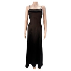 Chanel Fall 1995 Black Silk Satin Gown Dress