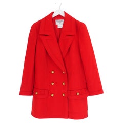 Chanel automne 1996 96A Gripoix Manteau en laine rouge à boutons