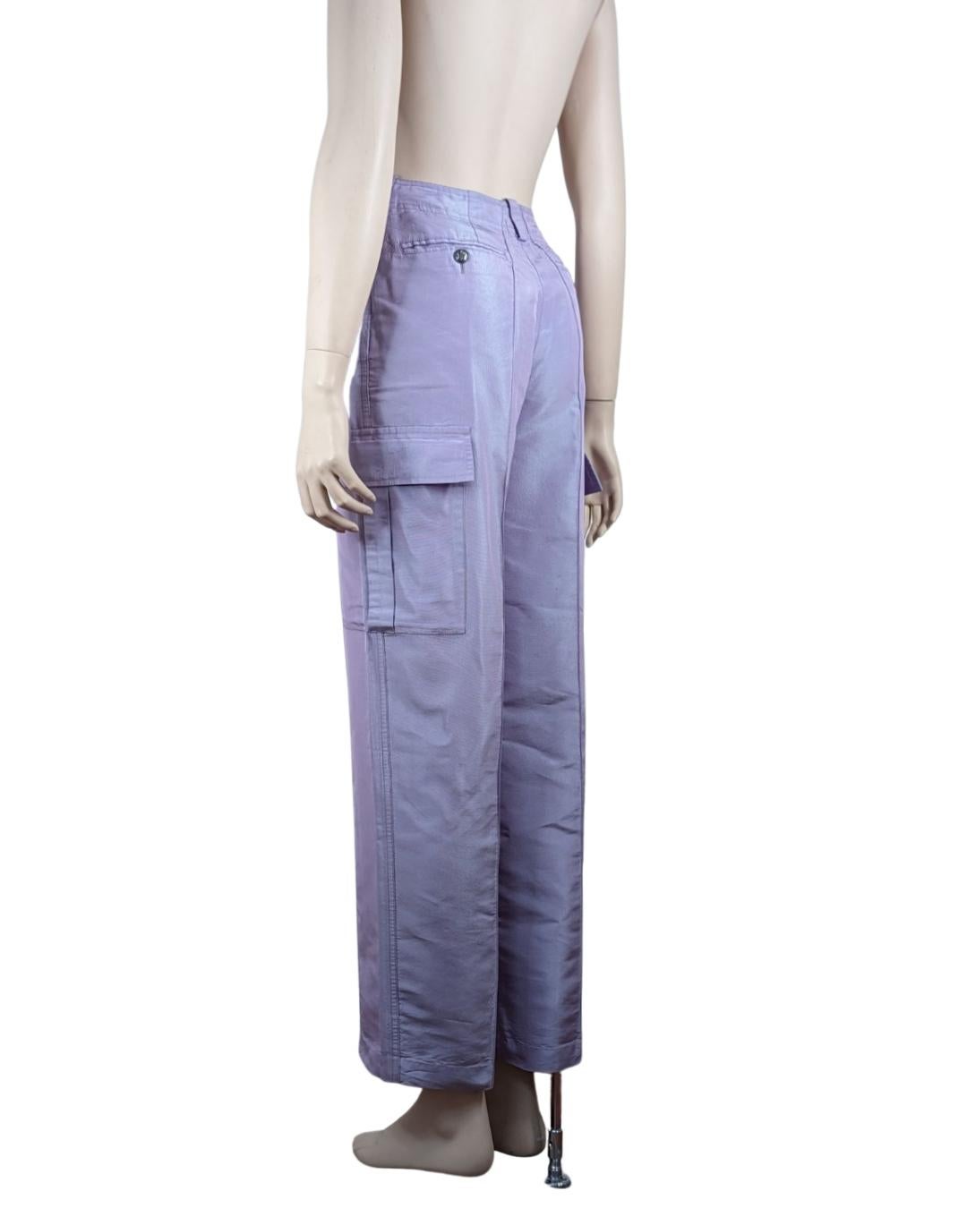 Violet Chanel automne 1996 Lila Iridescent Cargo Pantalon en vente