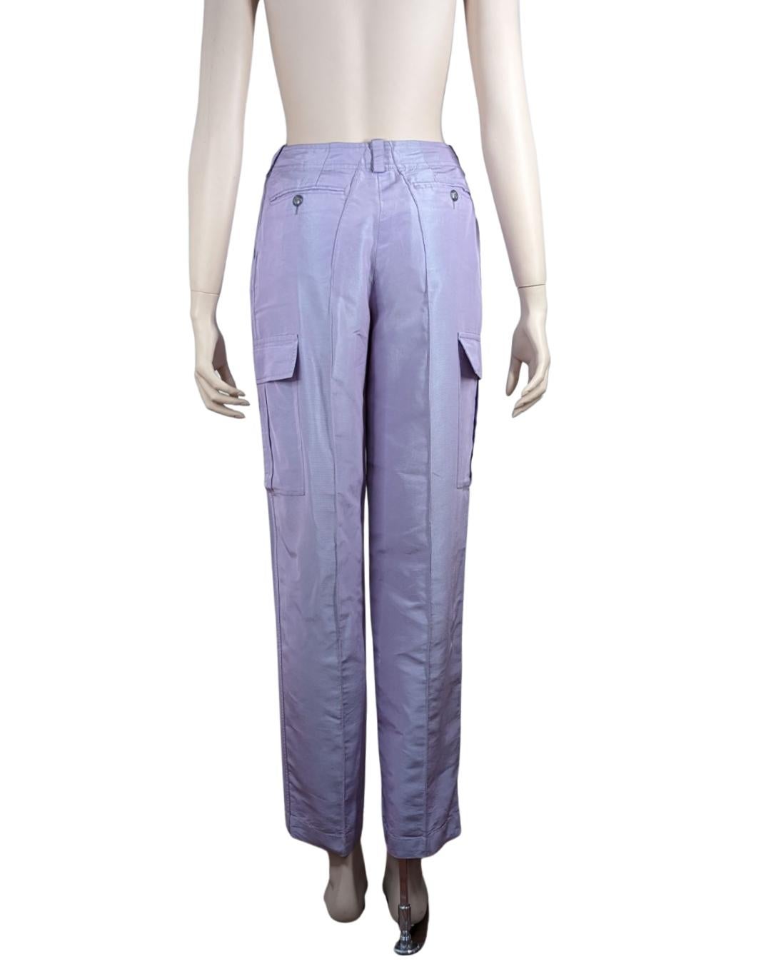 Chanel Fall 1996 Lila Iridescent Cargo Pants In Good Condition For Sale In GOUVIEUX, FR