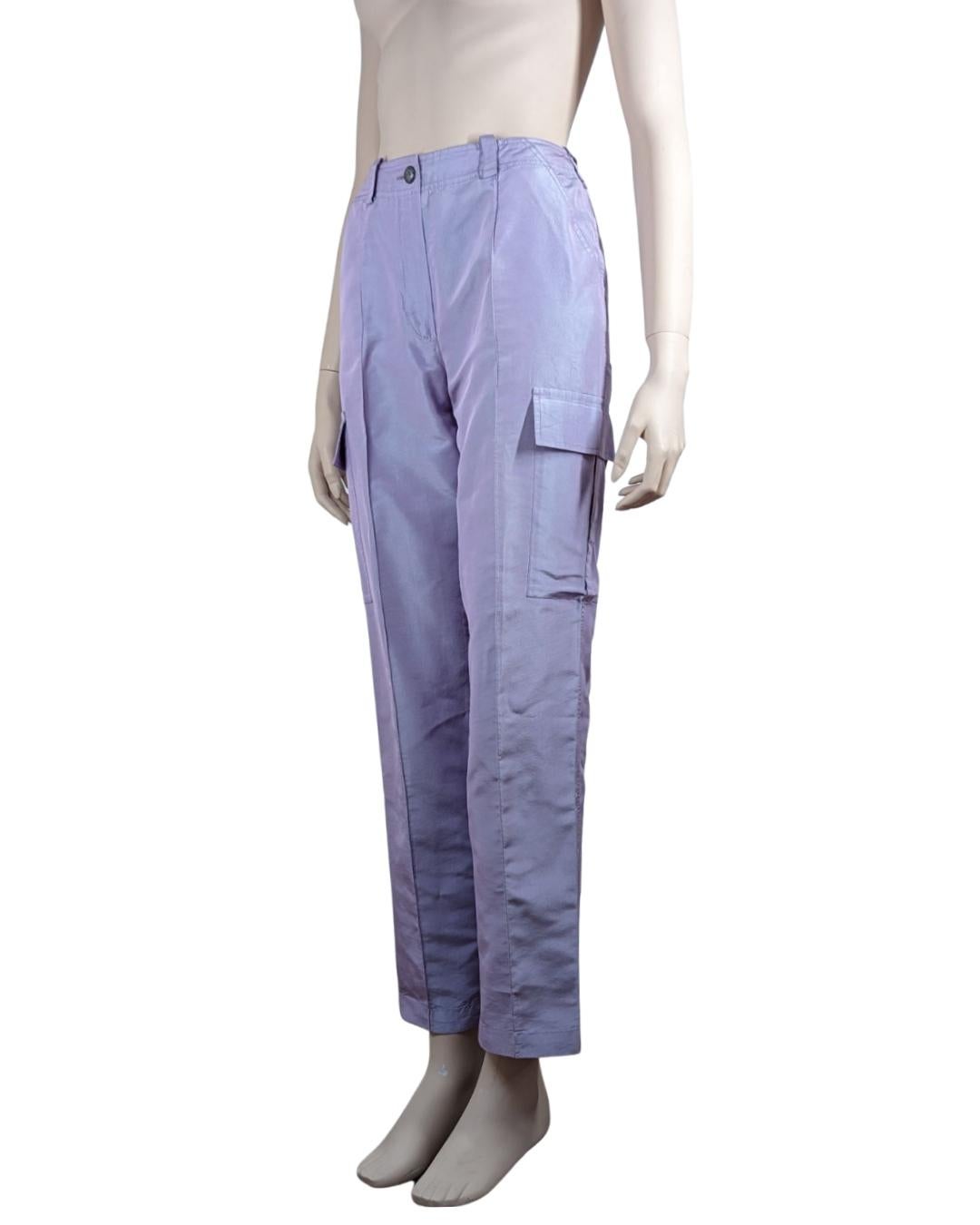 Women's Chanel Fall 1996 Lila Iridescent Cargo Pants For Sale