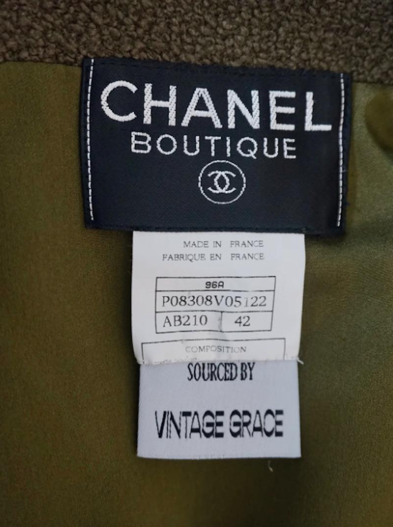 Women's Chanel Fall 1996 Olive Green Jacket with Gripoix Buttons