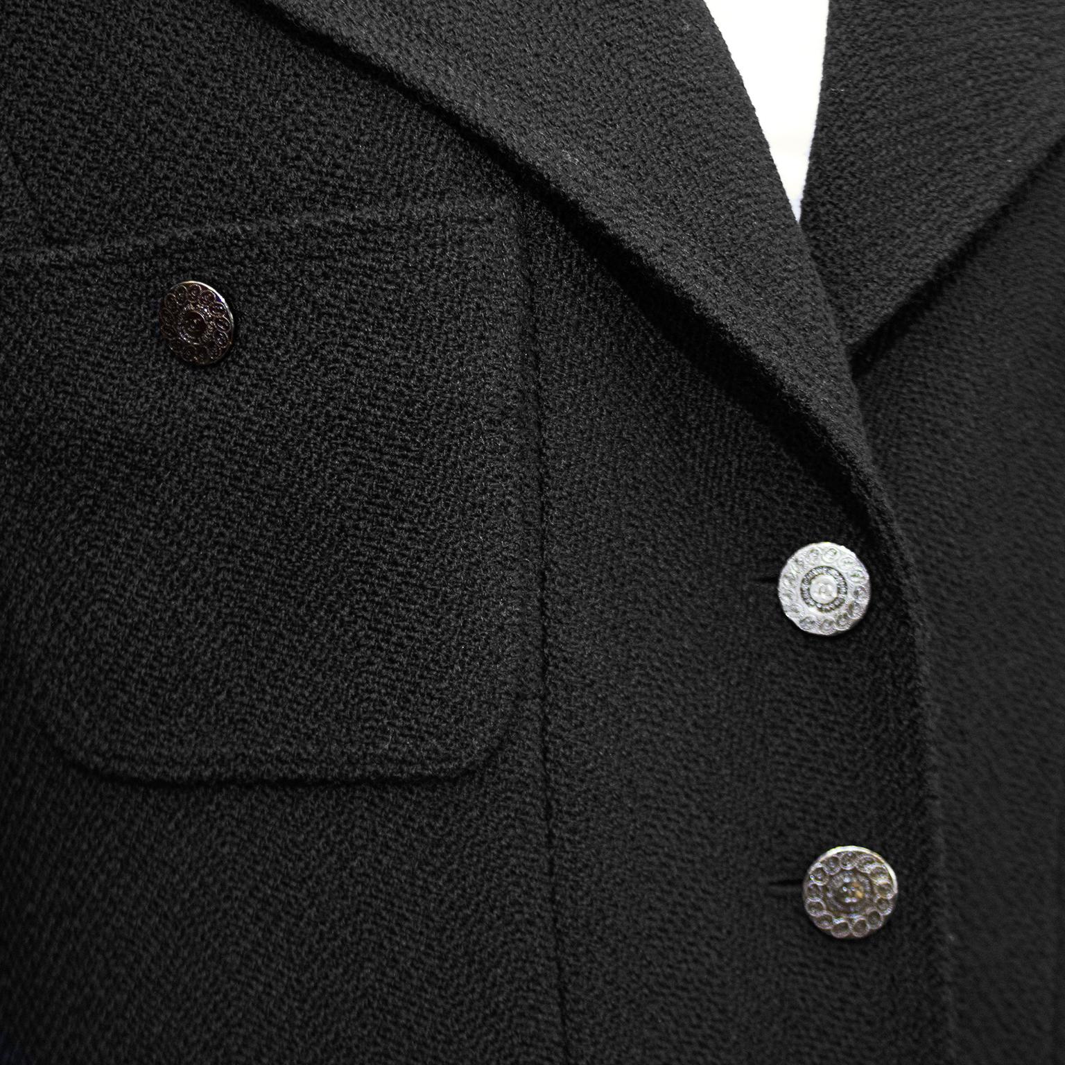 chanel black wool coat