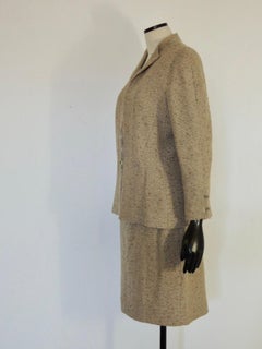 Chanel Fall 1999 Beige Wool Boucle Skirt Suit