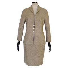 Chanel Cream and Navy Wool Boucle Suit at 1stDibs | chanel boucle suit ...