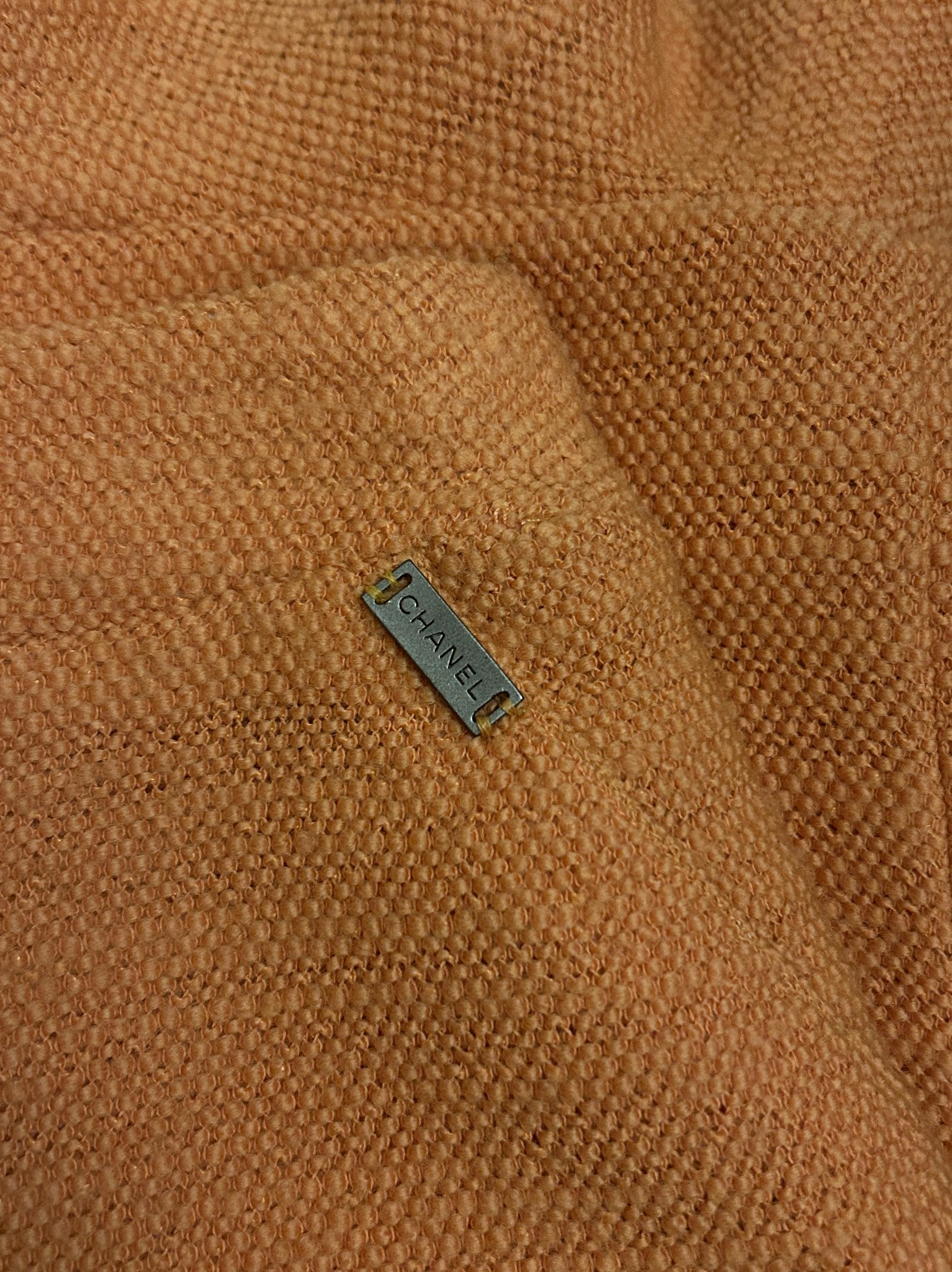 Vintage Chanel Fall 1999 Orange Ruffle Hem Pencil Skirt For Sale 1