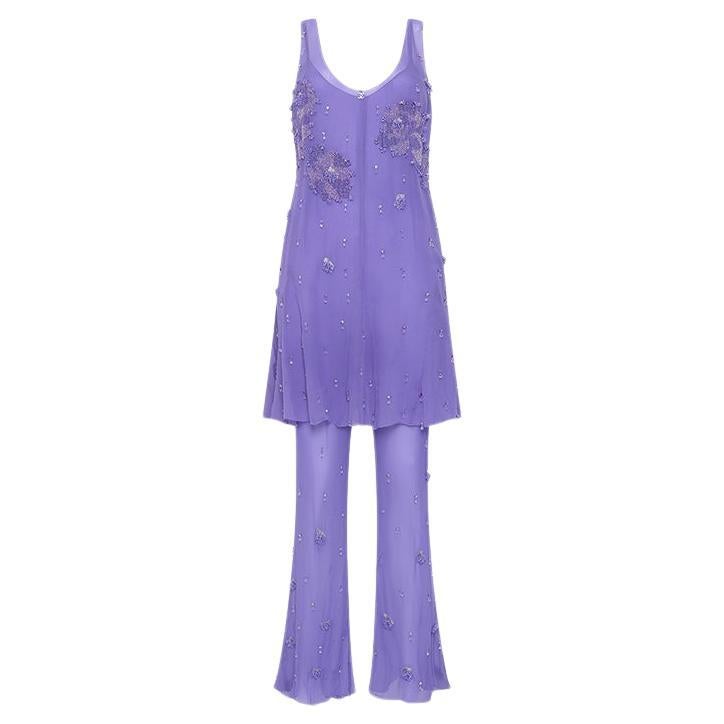 Chanel Fall 2000 Demi-Couture Embellished Two Piece Shiffon For Sale