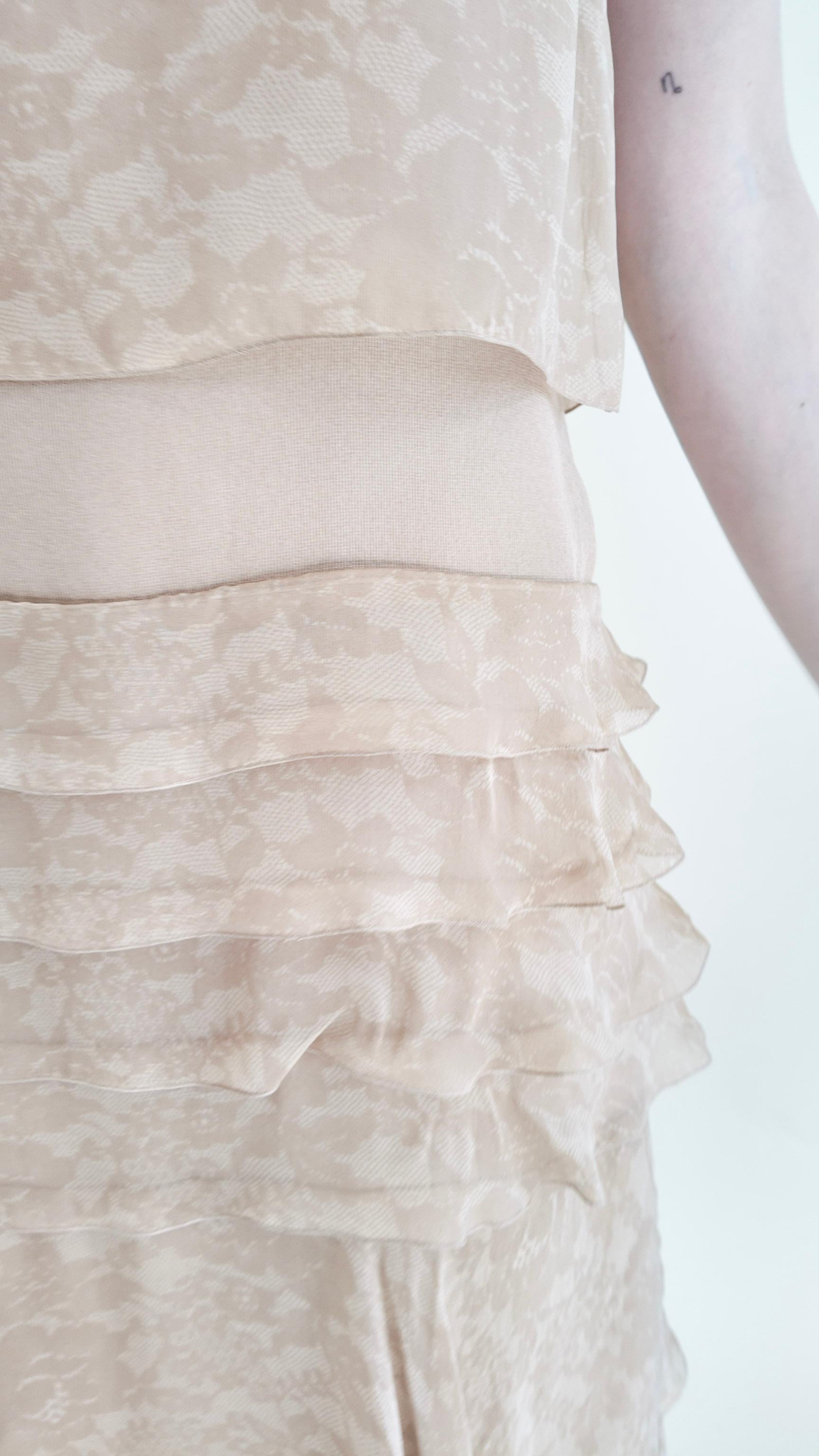 Chanel Fall 2002 Tan Silk Dropped Waist Dress For Sale 5