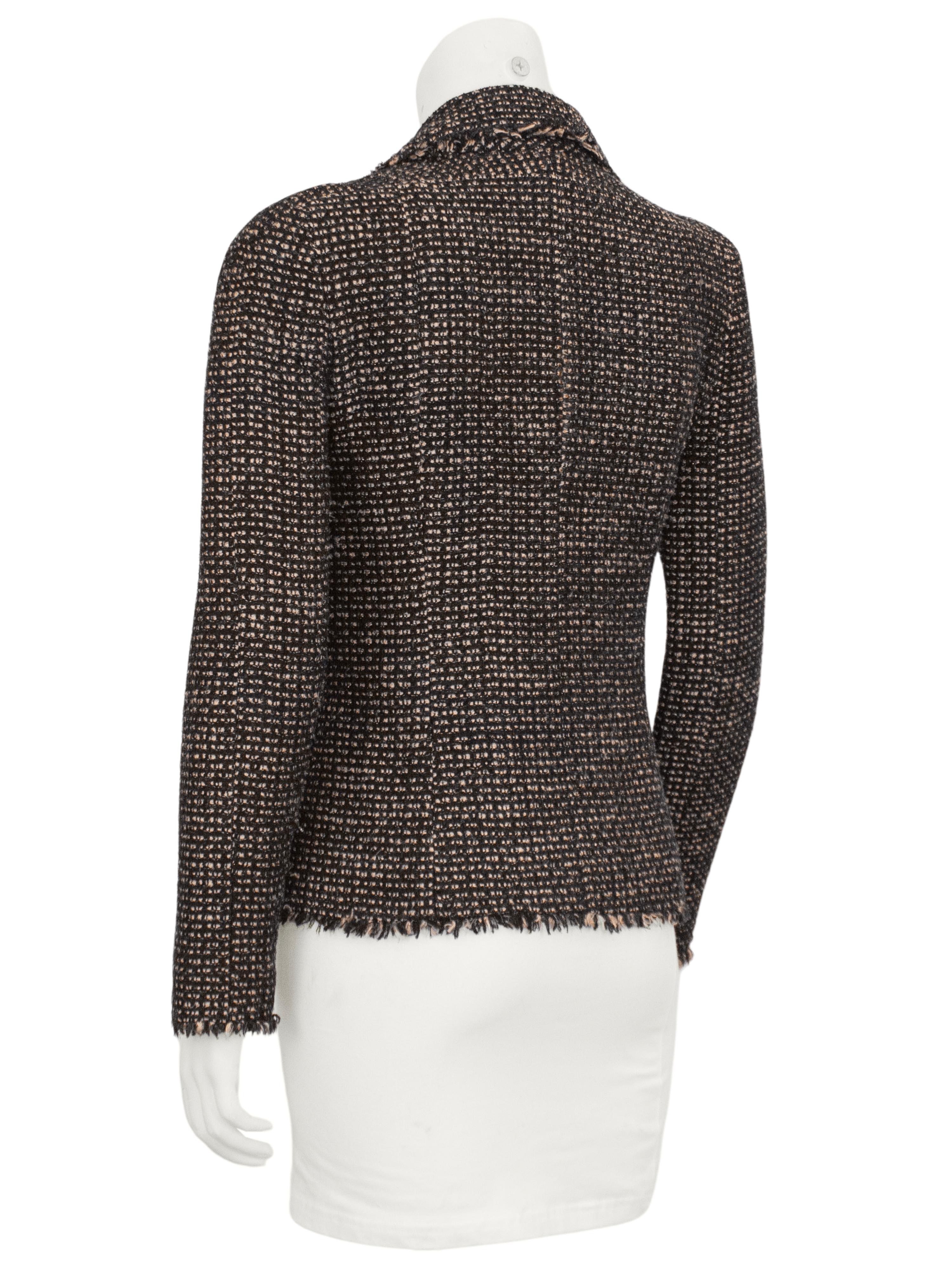 Chanel Fall 2003 RTW Black and Brown Tweed Blazer In Good Condition For Sale In Toronto, Ontario