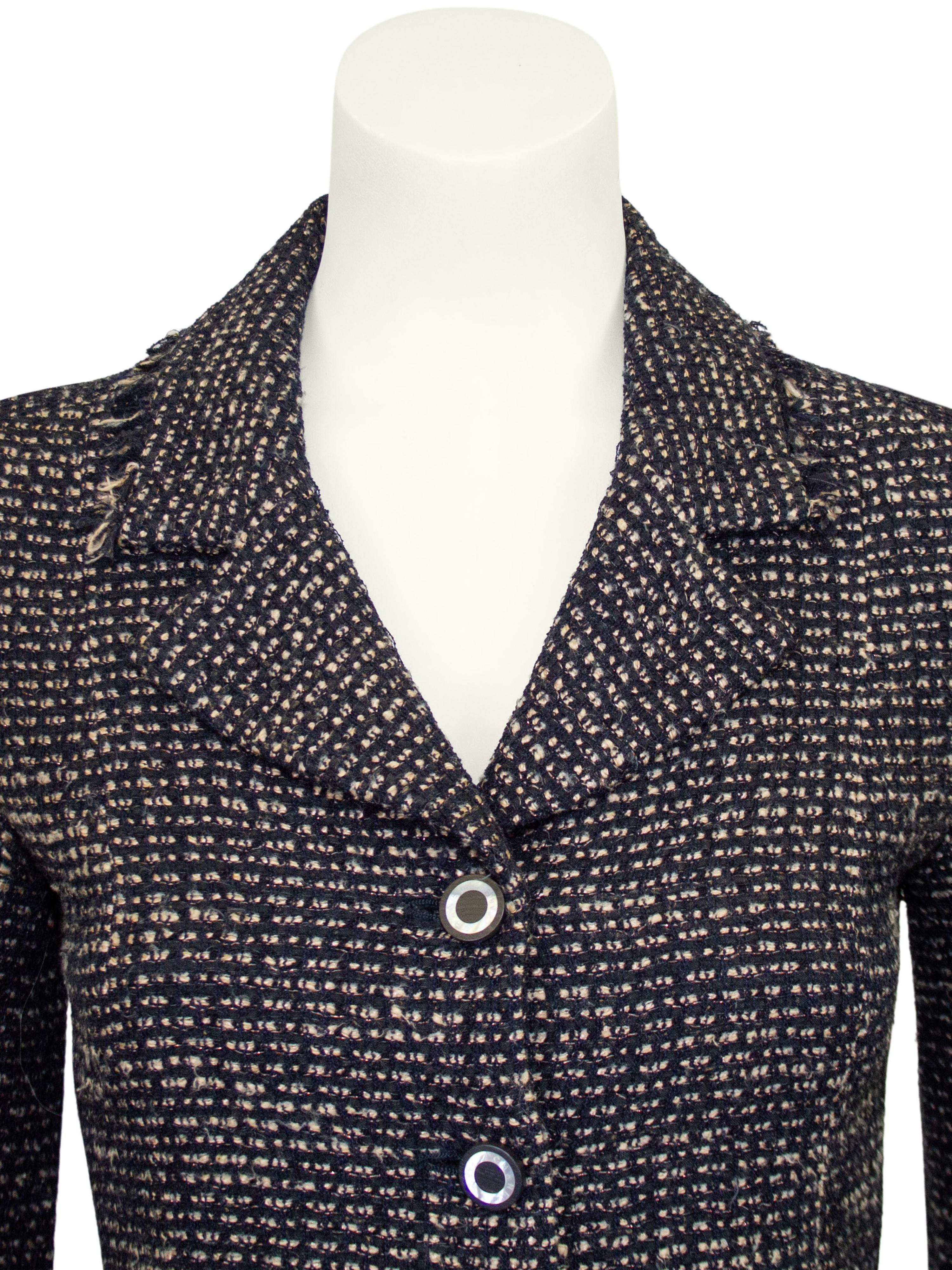 Women's Chanel Fall 2003 RTW Black and Brown Tweed Blazer For Sale