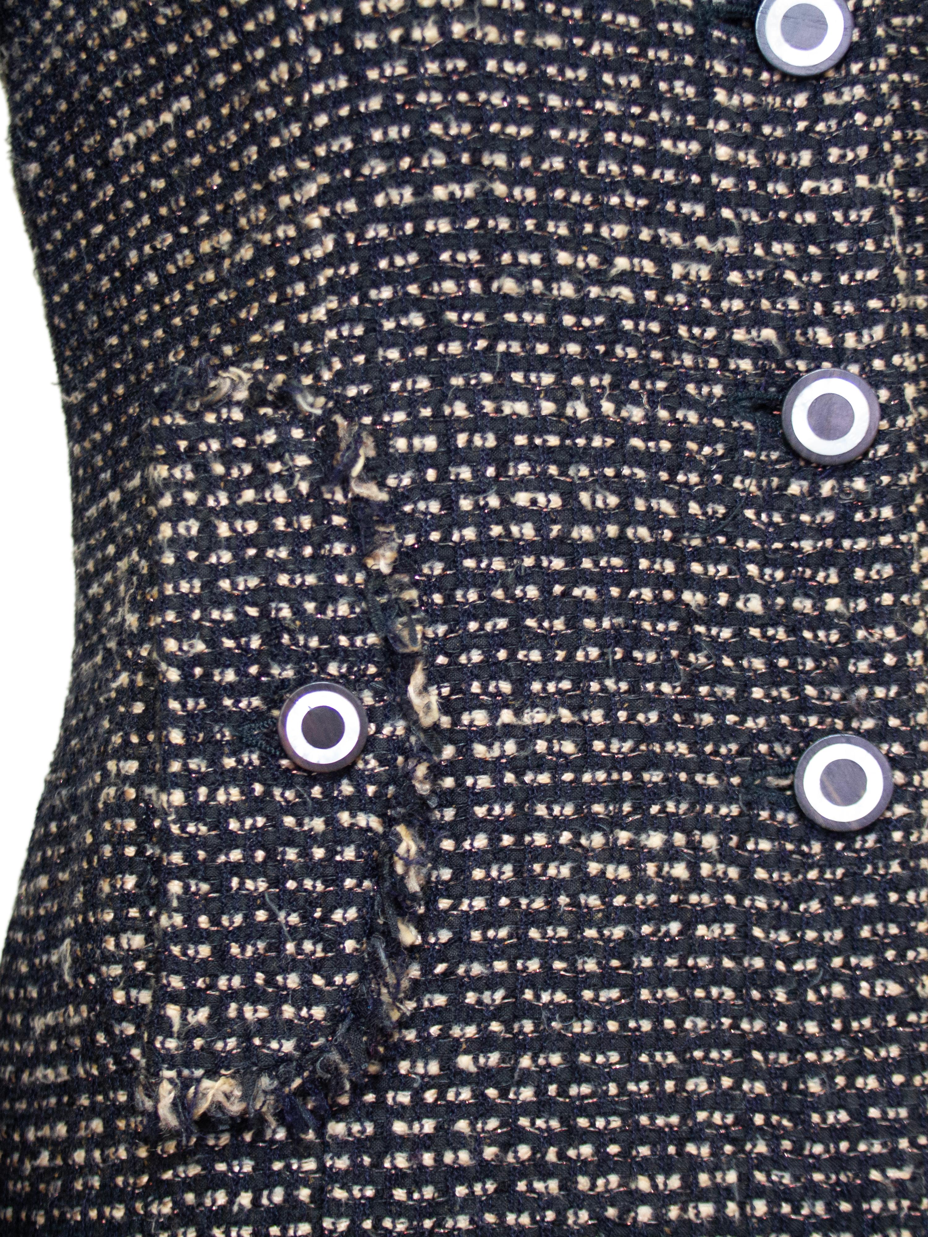 Chanel Fall 2003 RTW Black and Brown Tweed Blazer For Sale 1