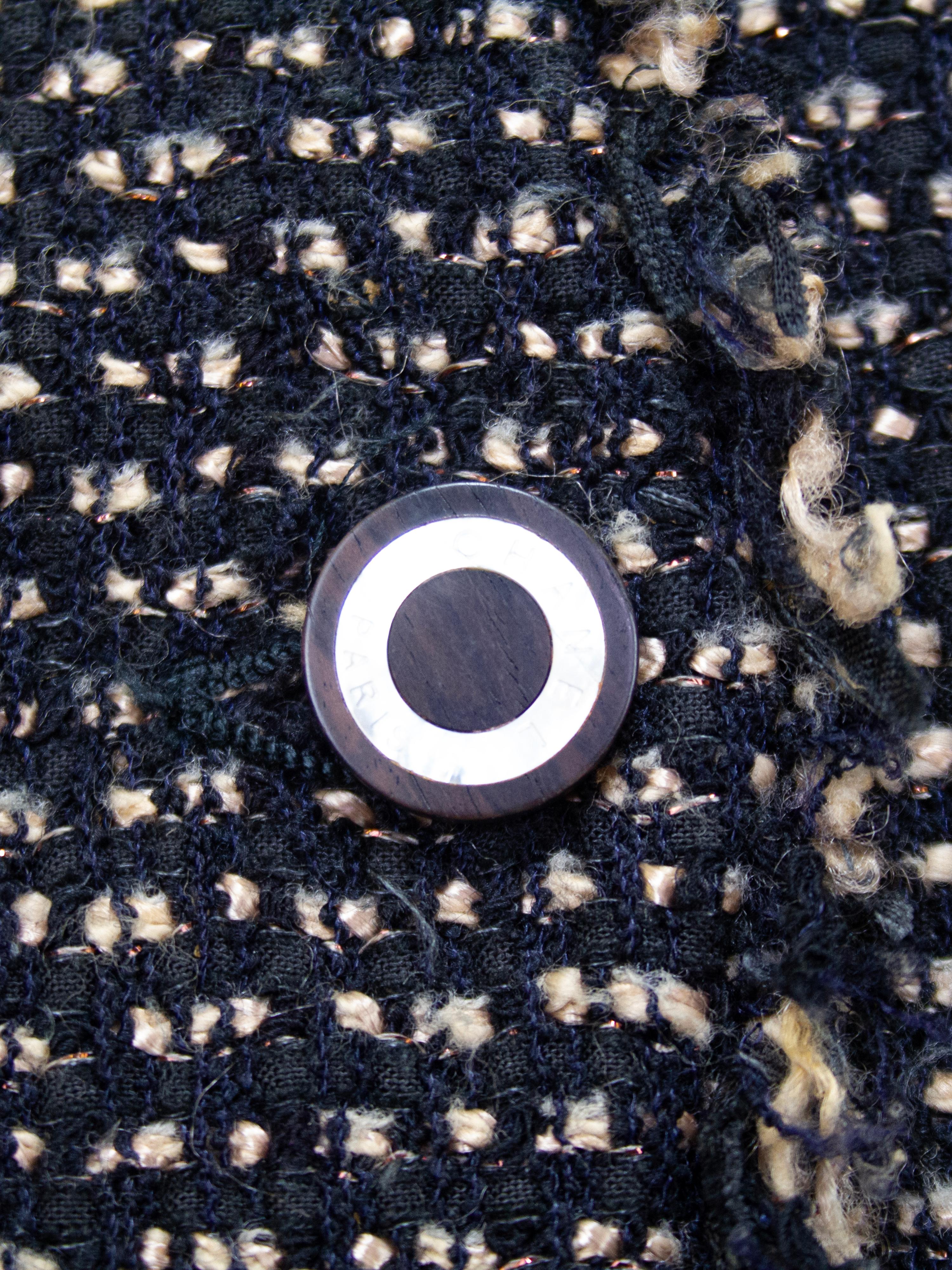 Chanel Fall 2003 RTW Black and Brown Tweed Blazer For Sale 2