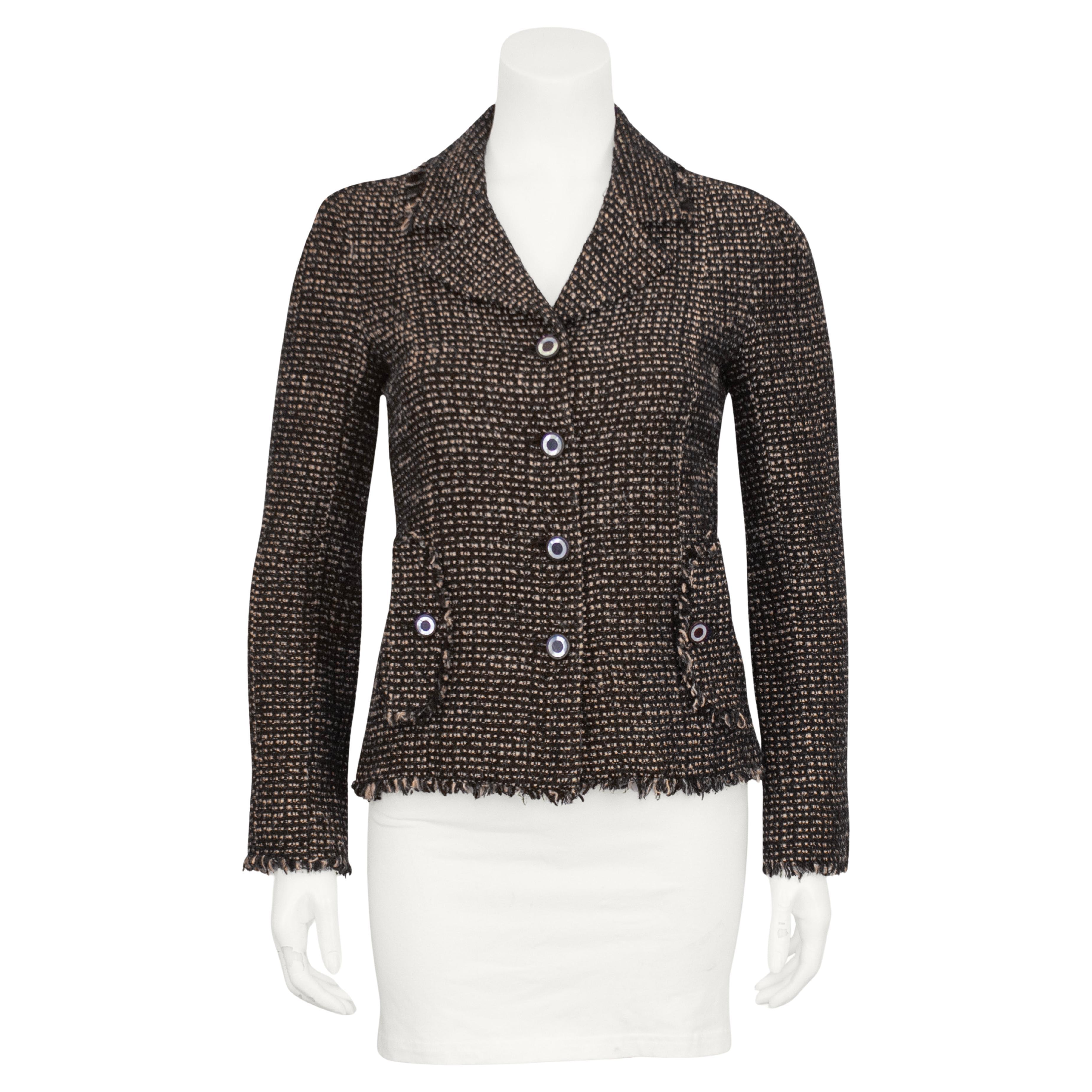 Chanel Fall 2003 RTW Black and Brown Tweed Blazer For Sale